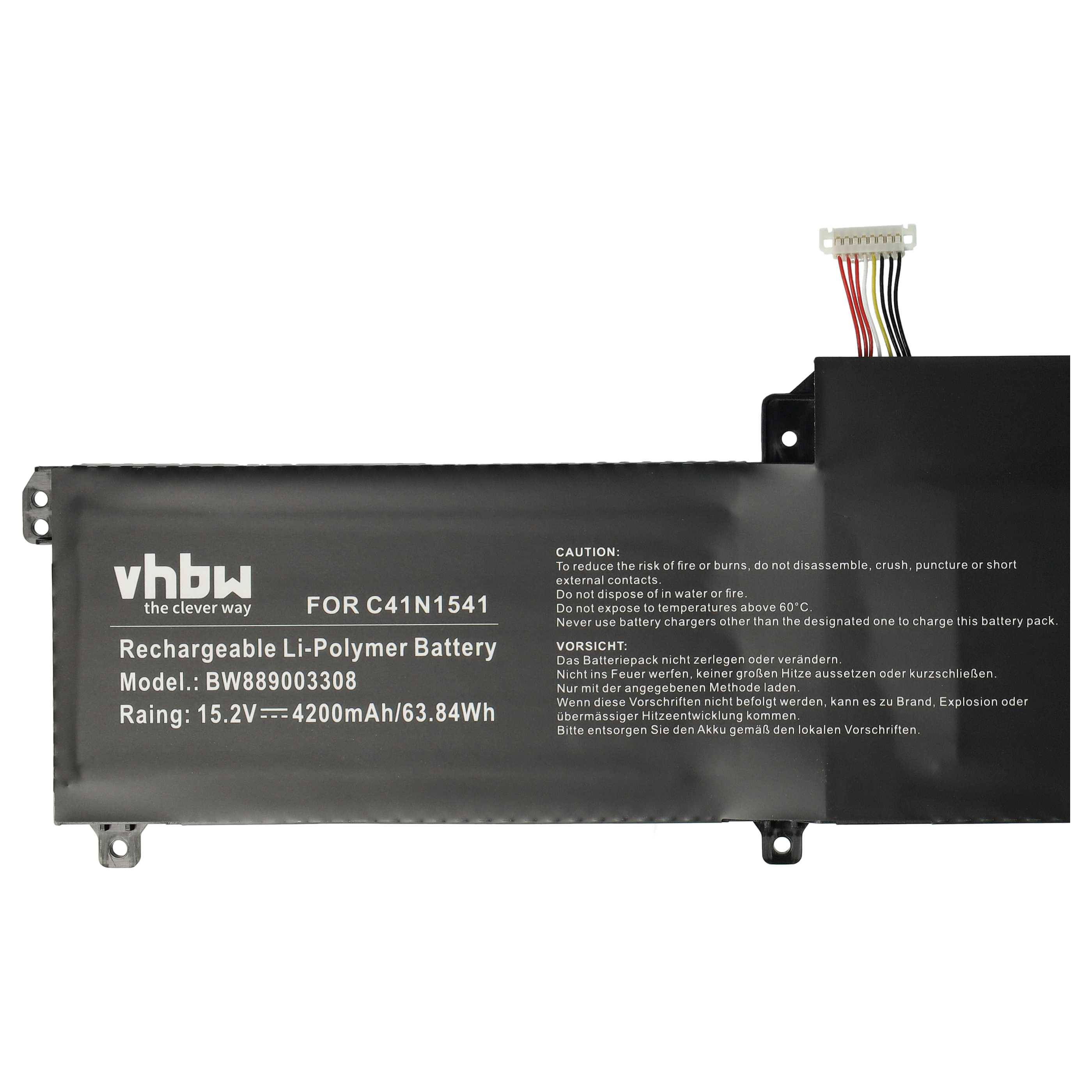 vhbw Akku kompatibel mit Asus Rog Strix GL702VT-GC018T, Strix GL702VT-GC003T Notebook (4200 mAh, 15,2 V, Li-Polymer)