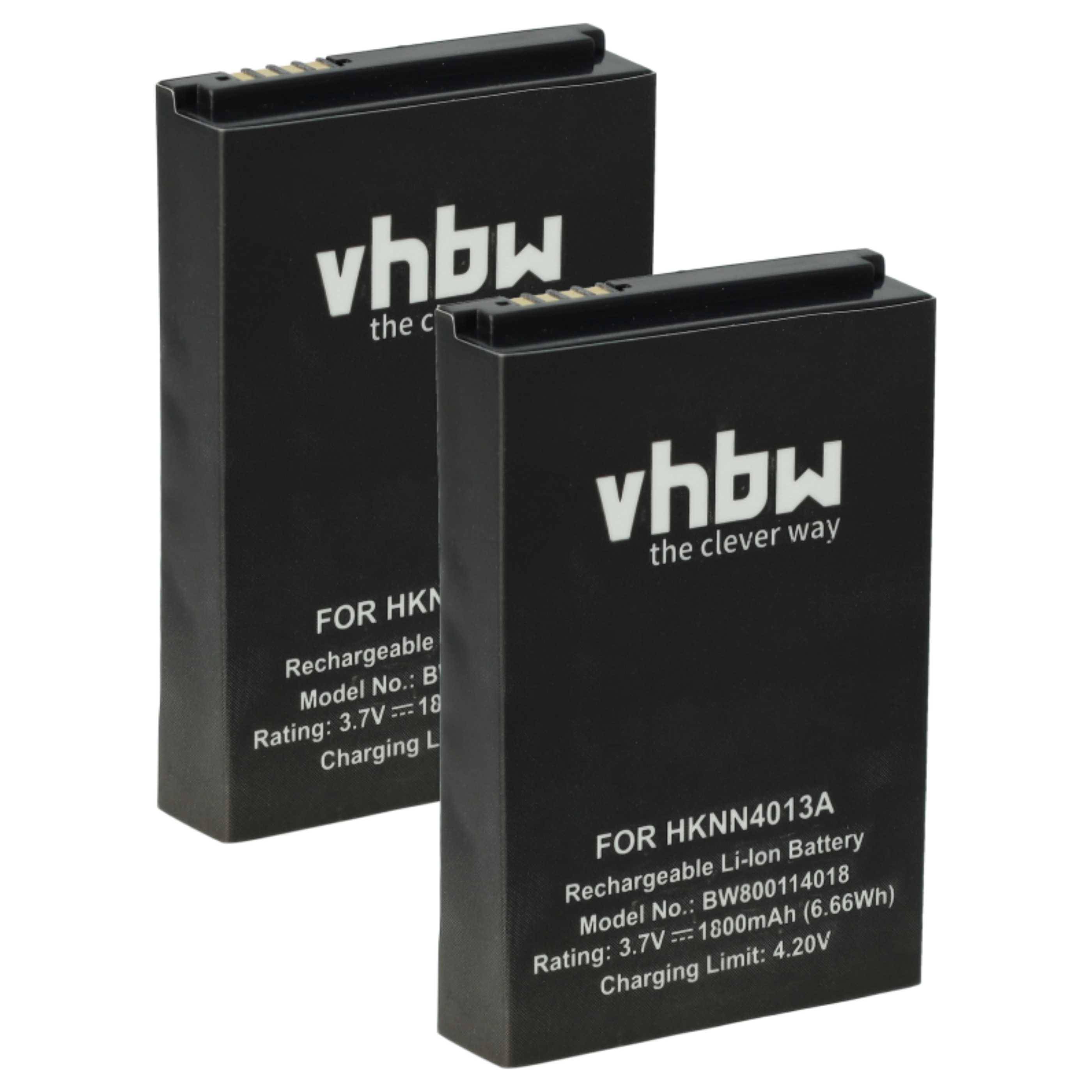 Zwei vhbw wiederaufladbare Li-Ion-Batterien für HKN4013A, Modell BW00114018, 3,7V, 1500mAh. Text: vhbw, die intelligente Art.
