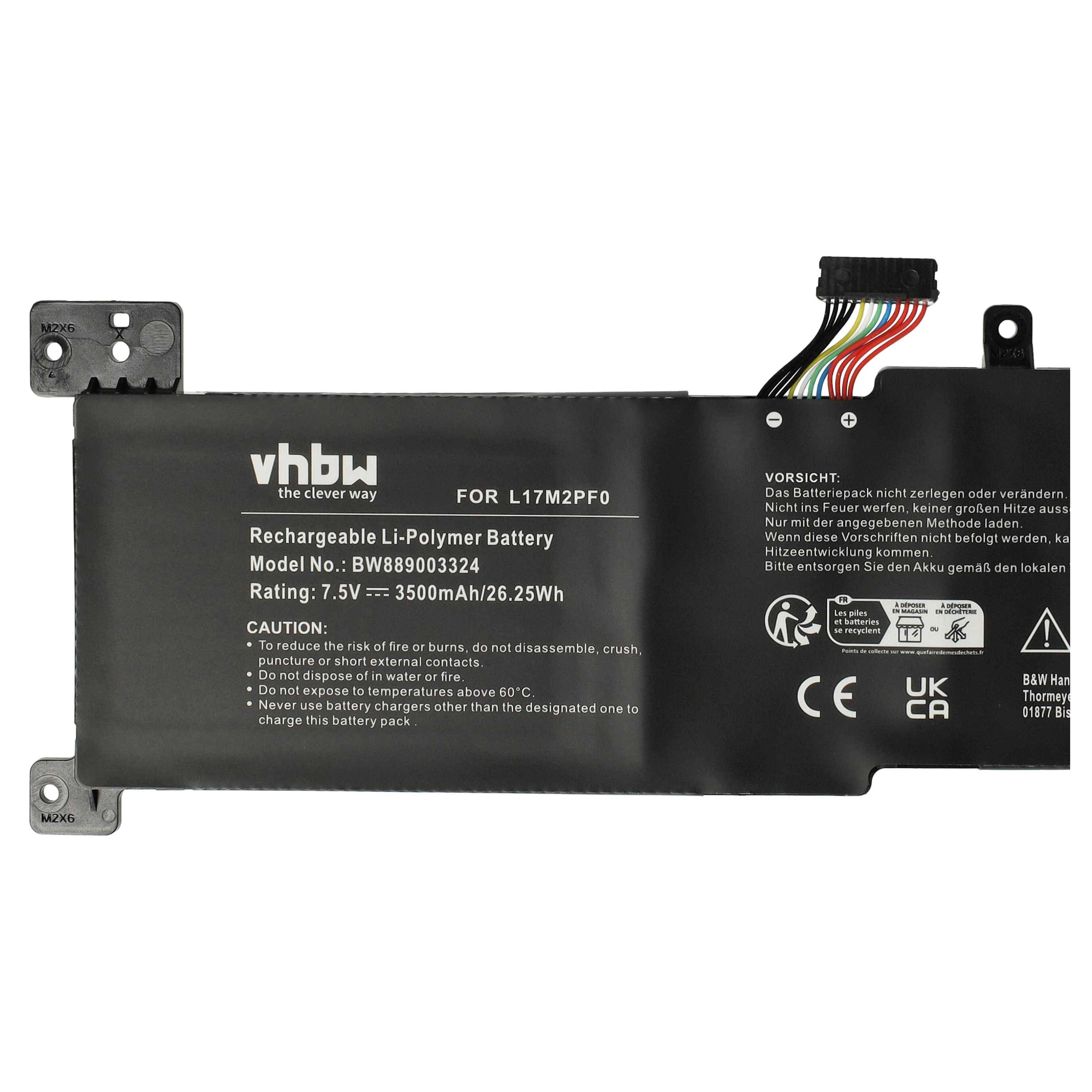 vhbw Akku kompatibel mit Lenovo IdeaPad 330-15ARR-81D2005CUS, 330-15ARR, 330 Notebook (3500 mAh, 7,5 V, Li-Polymer)