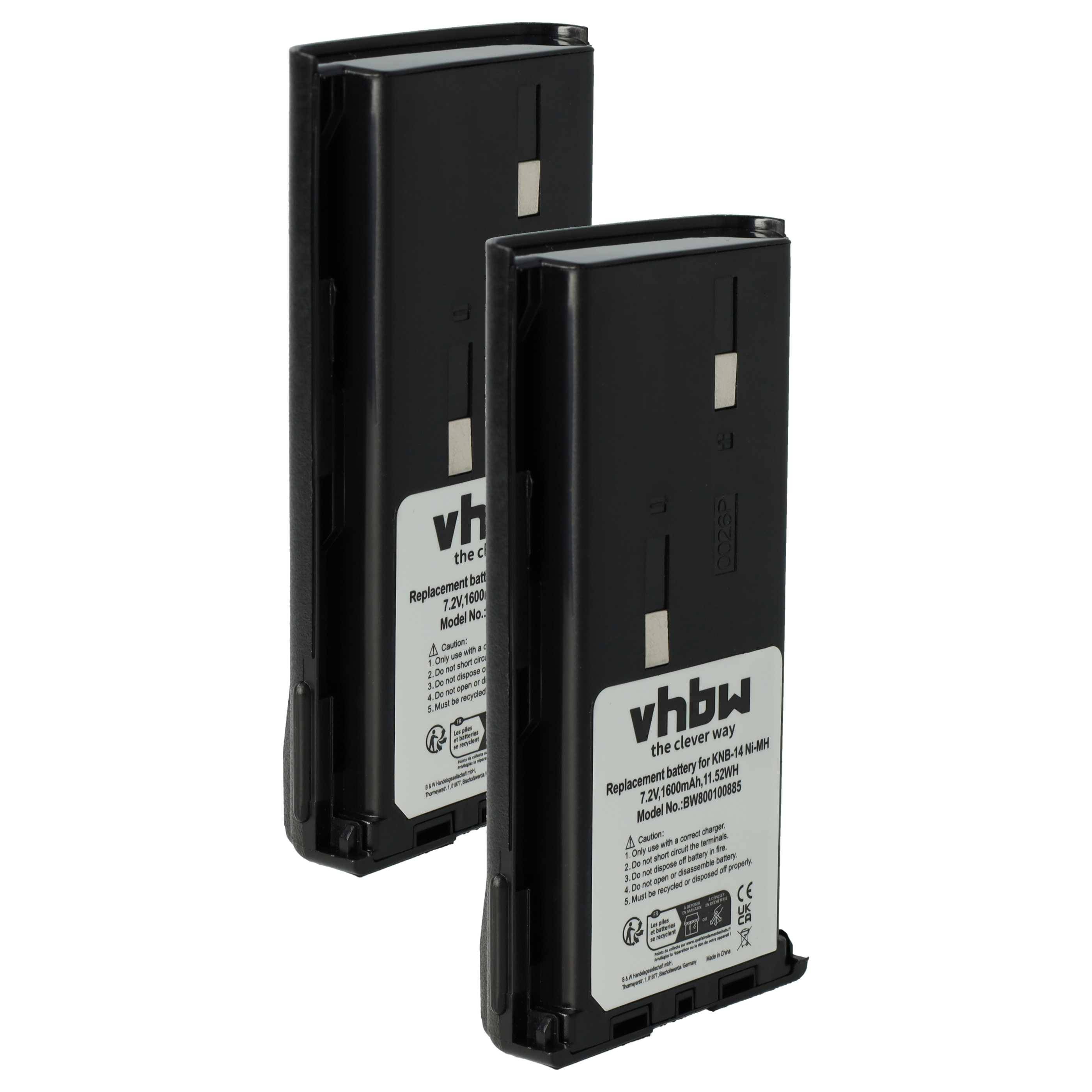 vhbw 2x Akku kompatibel mit Bidatong BD-PMR, BD-3107, BD-2107 Funkgerät, Walkie Talkie (1600 mAh, 7,2 V, NiMH)