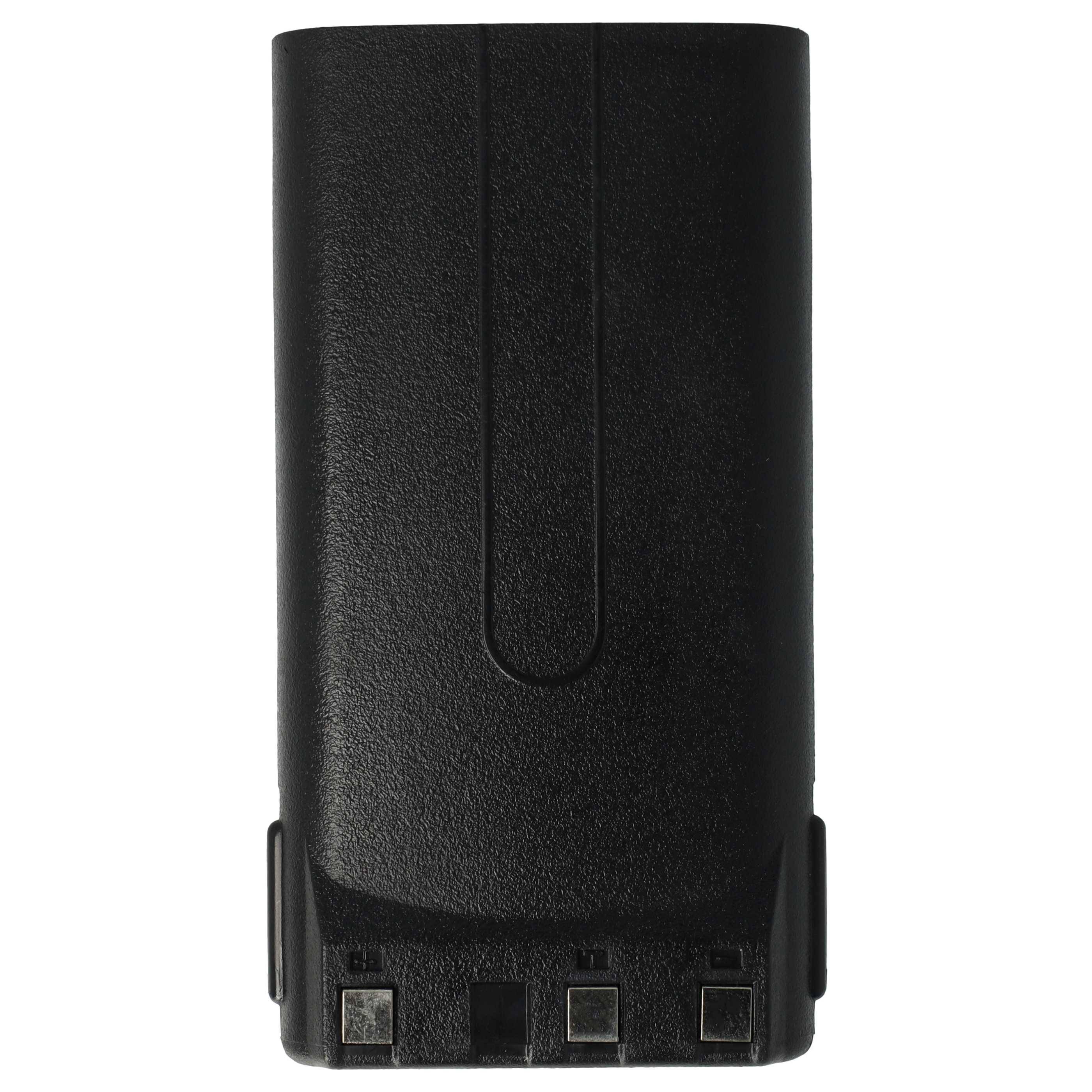 Ein schwarzes rechteckiges Akku-Pack mit Kontaktpunkten an der Unterseite, entwickelt für elektronische Geräte.