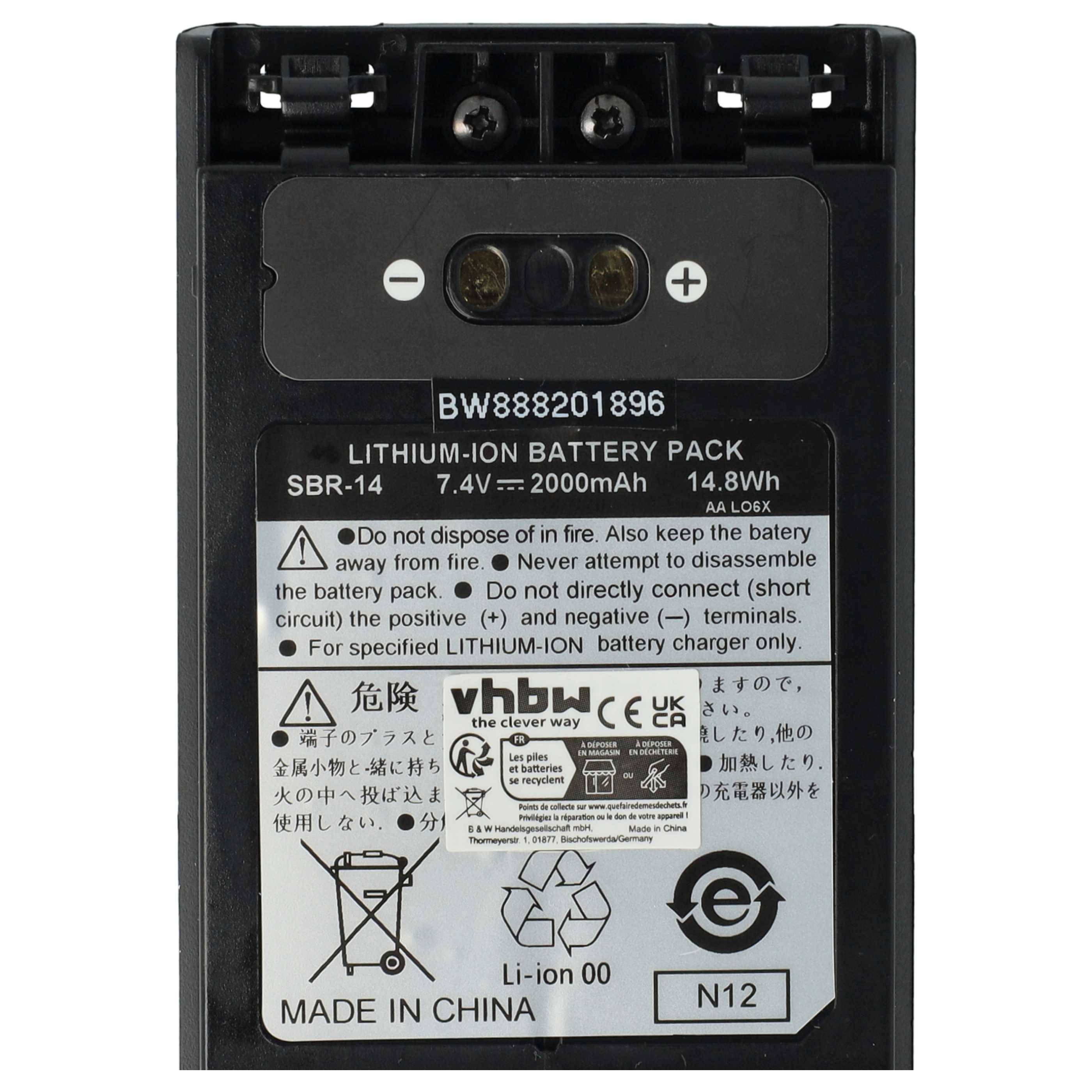 vhbw 2x Akku kompatibel mit Yaesu FT-2DR, FT-1DR, VX-8R, FT-5D, FT-8DR, FT-3D, VX-8GR, VX-8DR Funkgerät, Walkie Talkie (2000 mAh, 7,4 V, Li-Ion)