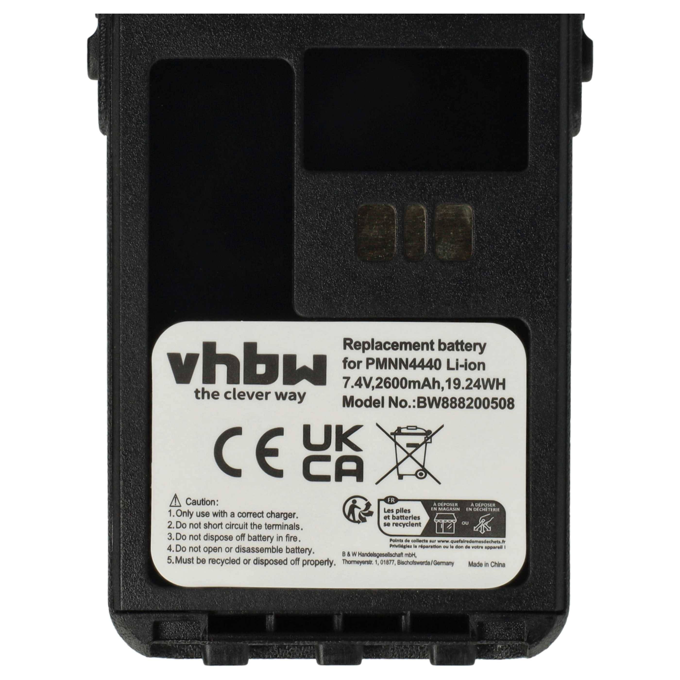 vhbw 5x Akku kompatibel mit Motorola XiR E8628i, E8608i, E8668, P8600, E8608, E8600 Funkgerät, Walkie Talkie (2600 mAh, 7,4 V, Li-Ion)