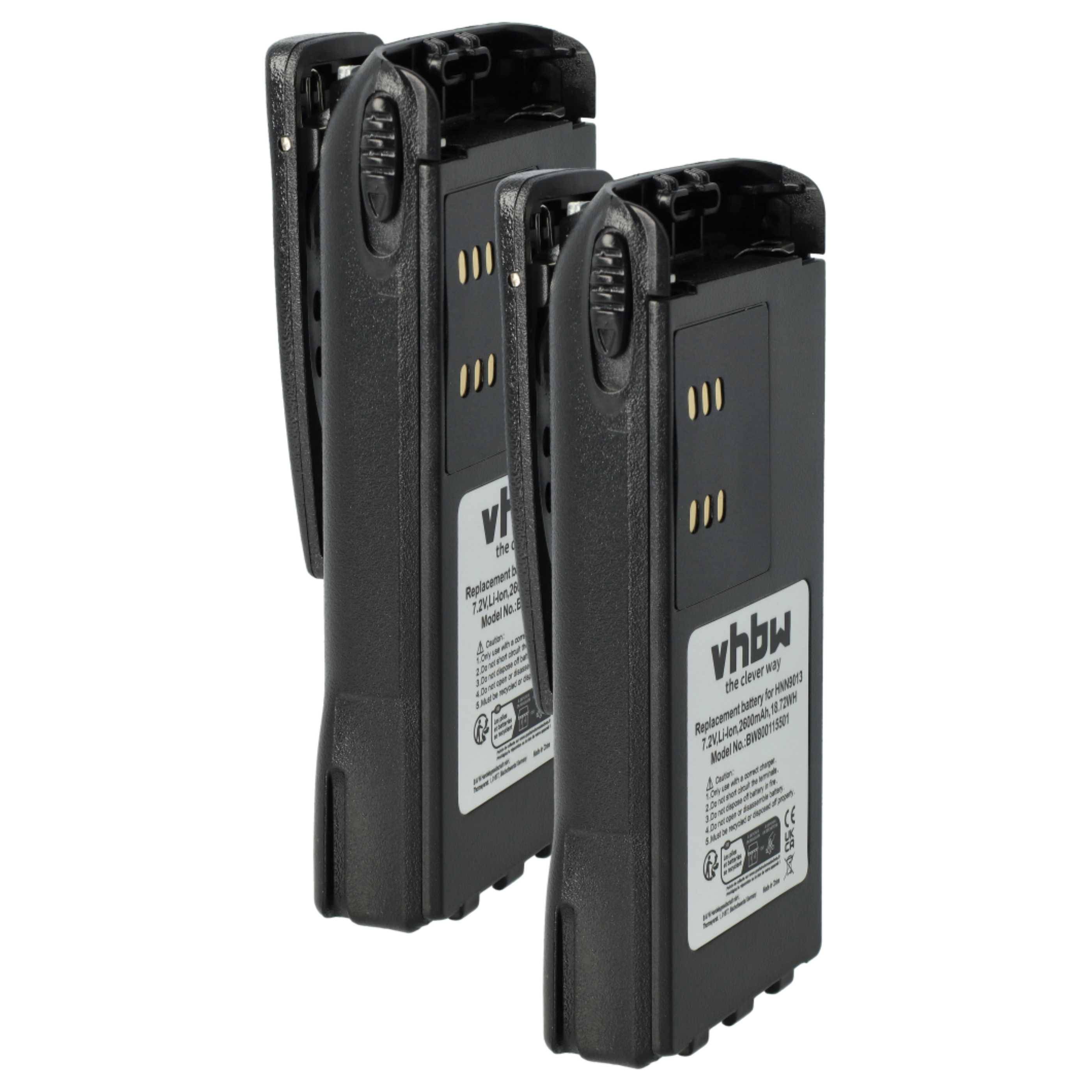 vhbw 2x Akku kompatibel mit Motorola GP280, GP328, GP240, GP329, ATS2500, GP1280, GP140, GP320 Funkgerät, Walkie Talkie (2600 mAh, 7,4 V, Li-Ion)