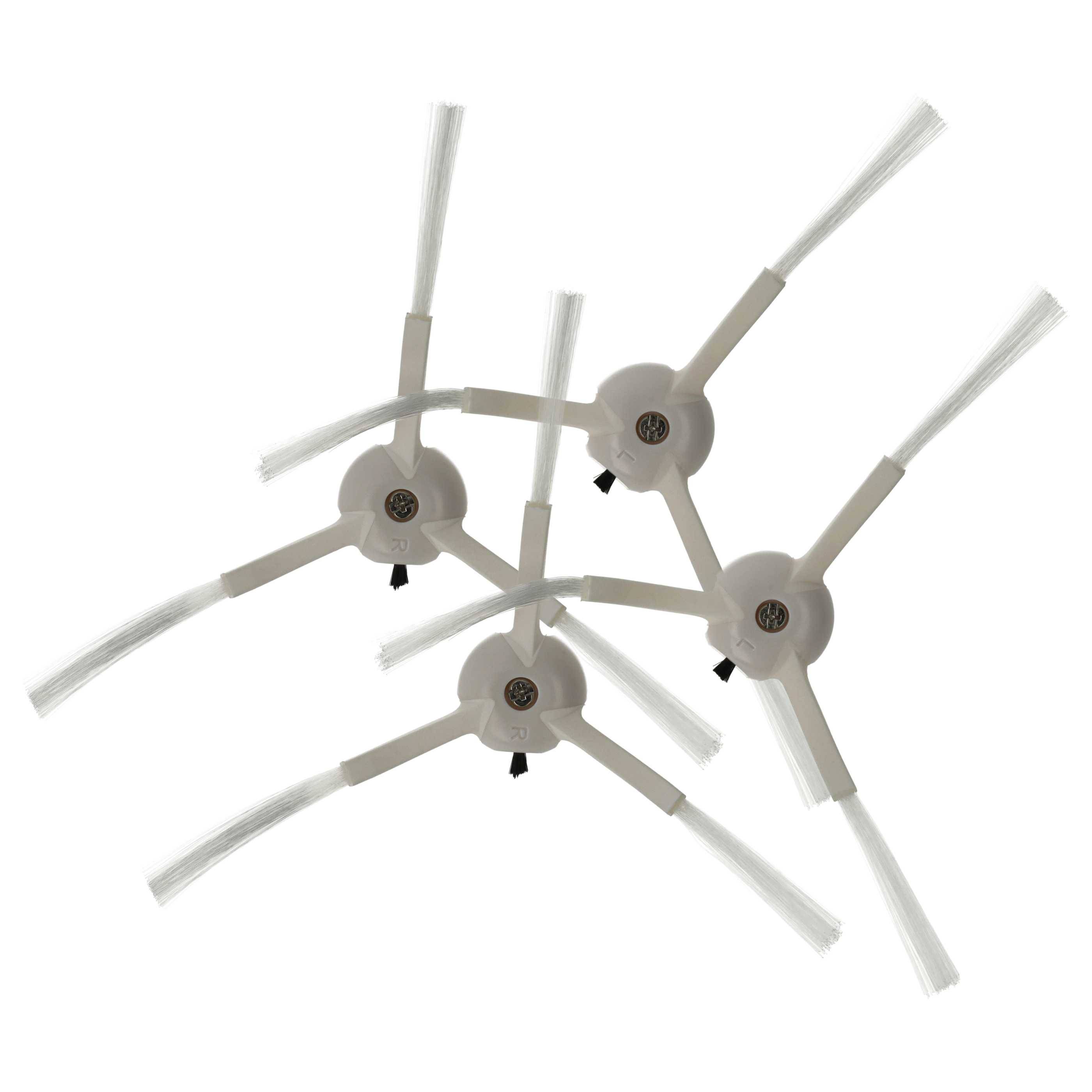 vhbw 4x Seitenbürste kompatibel mit Kyvol Cybovac S31 Saugroboter - Reinigungsbürsten Set, links/rechts, weiß, 3-armig