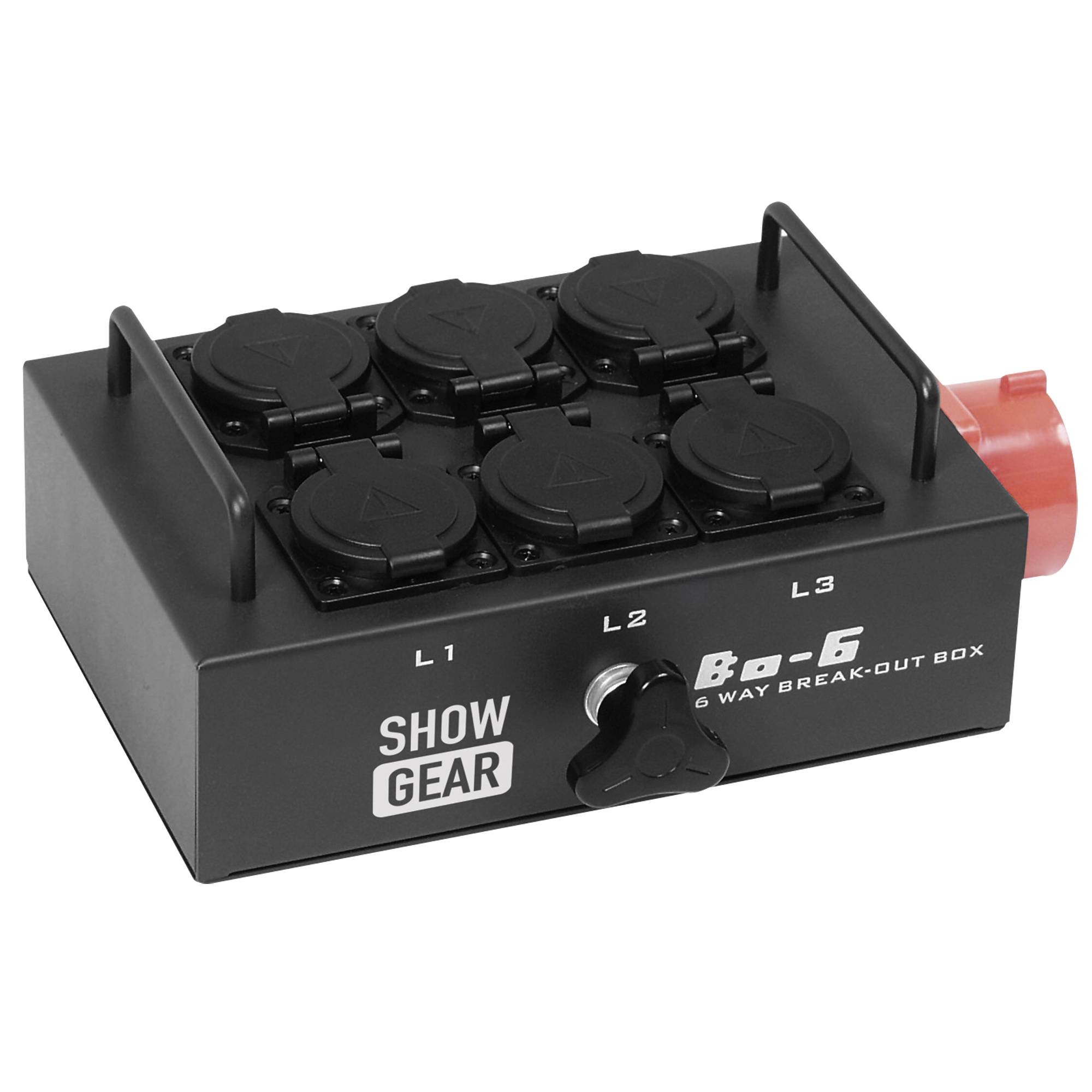 Showgear BO-6-PW Lastverteiler von 5-Pin (380V) auf 6 Schukoanschlüsse