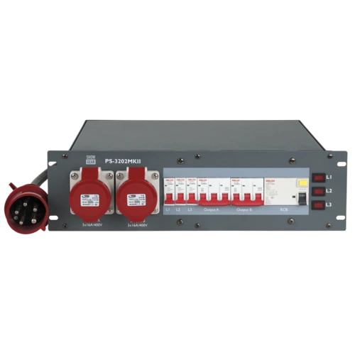 Showgear PS-3202 MKII CEE 32 A 32A-CEE-Eingang - 2 x 16A-CEE-Ausgänge + 6 x Schuko-Ausgänge Showgear PS-3202 MKII CEE 32 A 32A-CEE-Eingang - 2 x 16A-CEE-Ausgänge + 6 x Schuko-Ausgänge