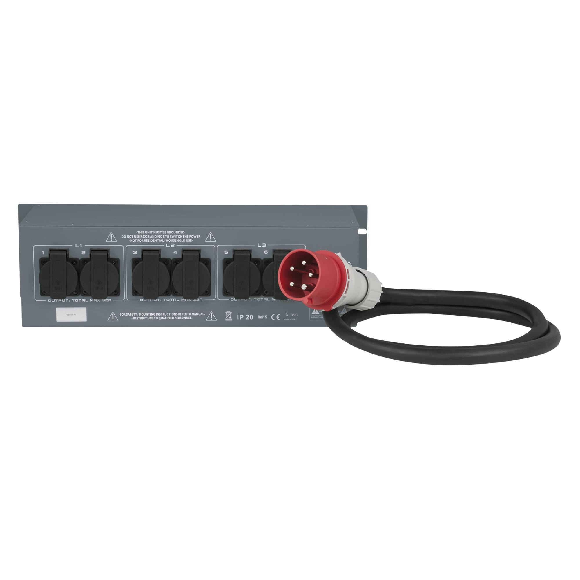Showgear PSA-32A6S 6x MCB - Schuko-Ausgang