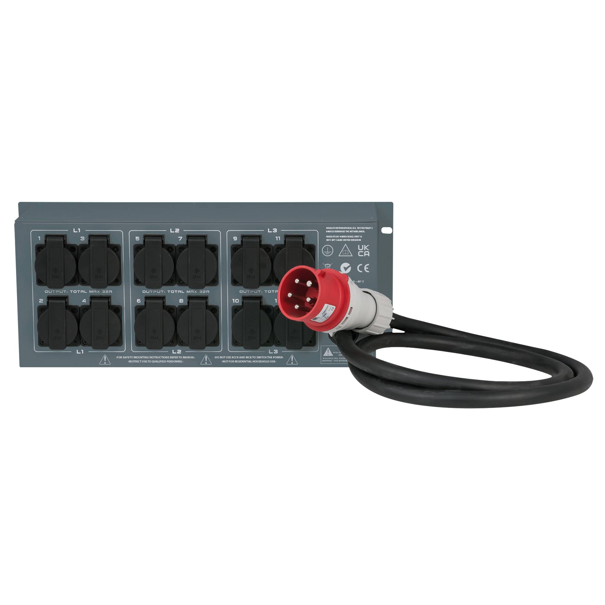 Showgear PSA-32A12S 12x MCB - Schuko-Ausgang