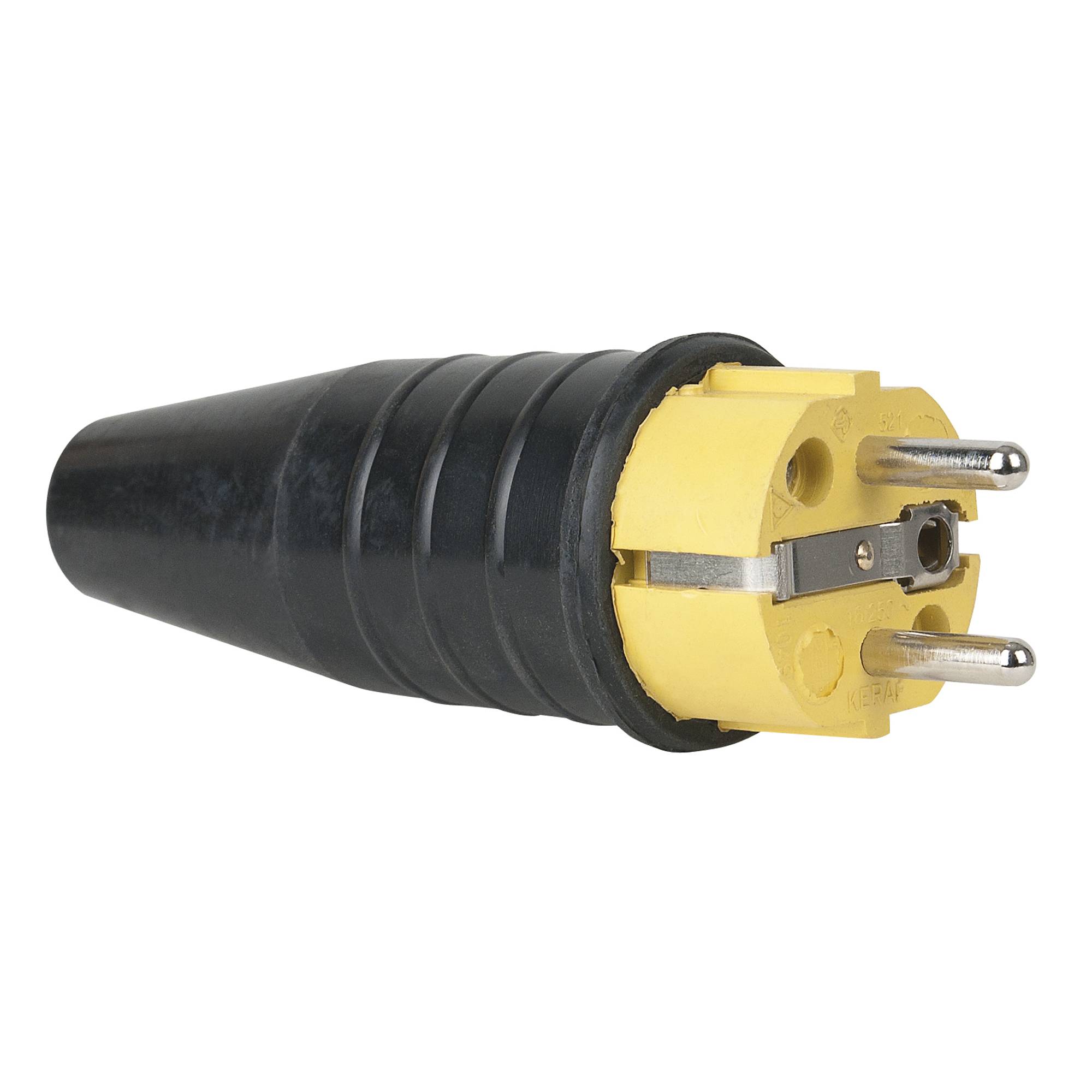 PCE Rubber Schuko Connector Male Gelb - 240 V - CEE 7/VII - 16 A