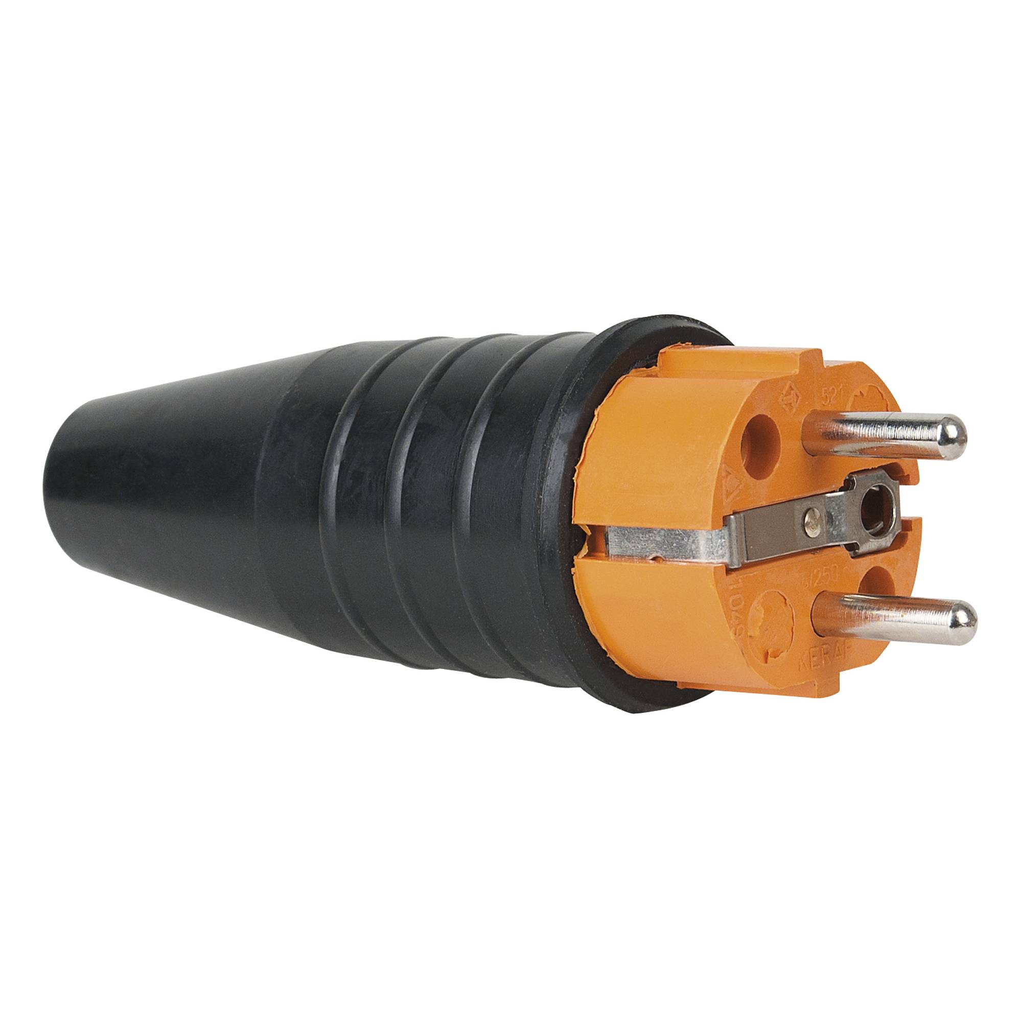 PCE Rubber Schuko Connector Male Orange - 240 V - CEE 7/VII - 16 A