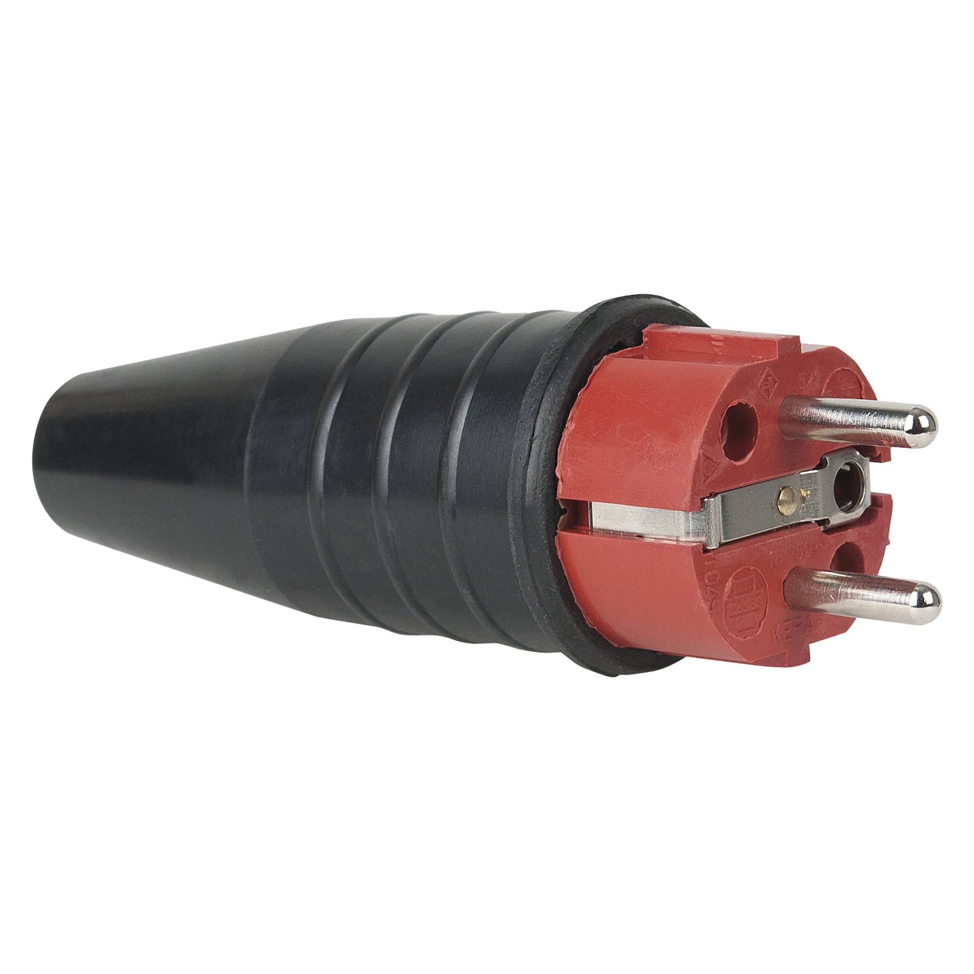 PCE Rubber Schuko Connector Male Rot - 240 V - CEE 7/VII - 16 A