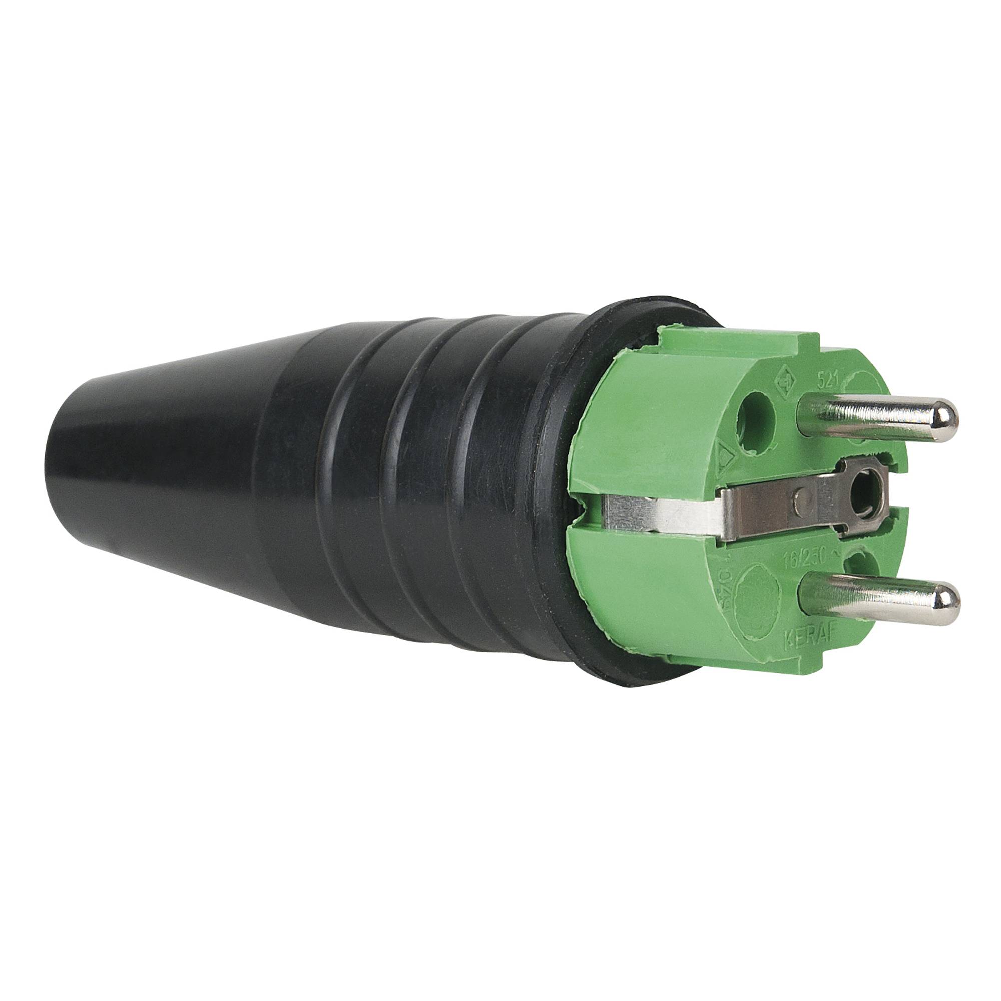 PCE Rubber Schuko Connector Male Grün - 240 V - CEE 7/VII - 16 A