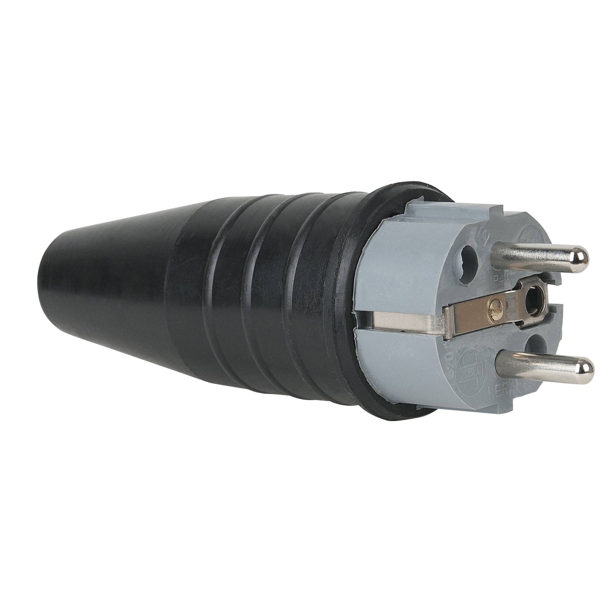 PCE Rubber Schuko Connector Male Grau - 240 V - CEE 7/VII - 16 A