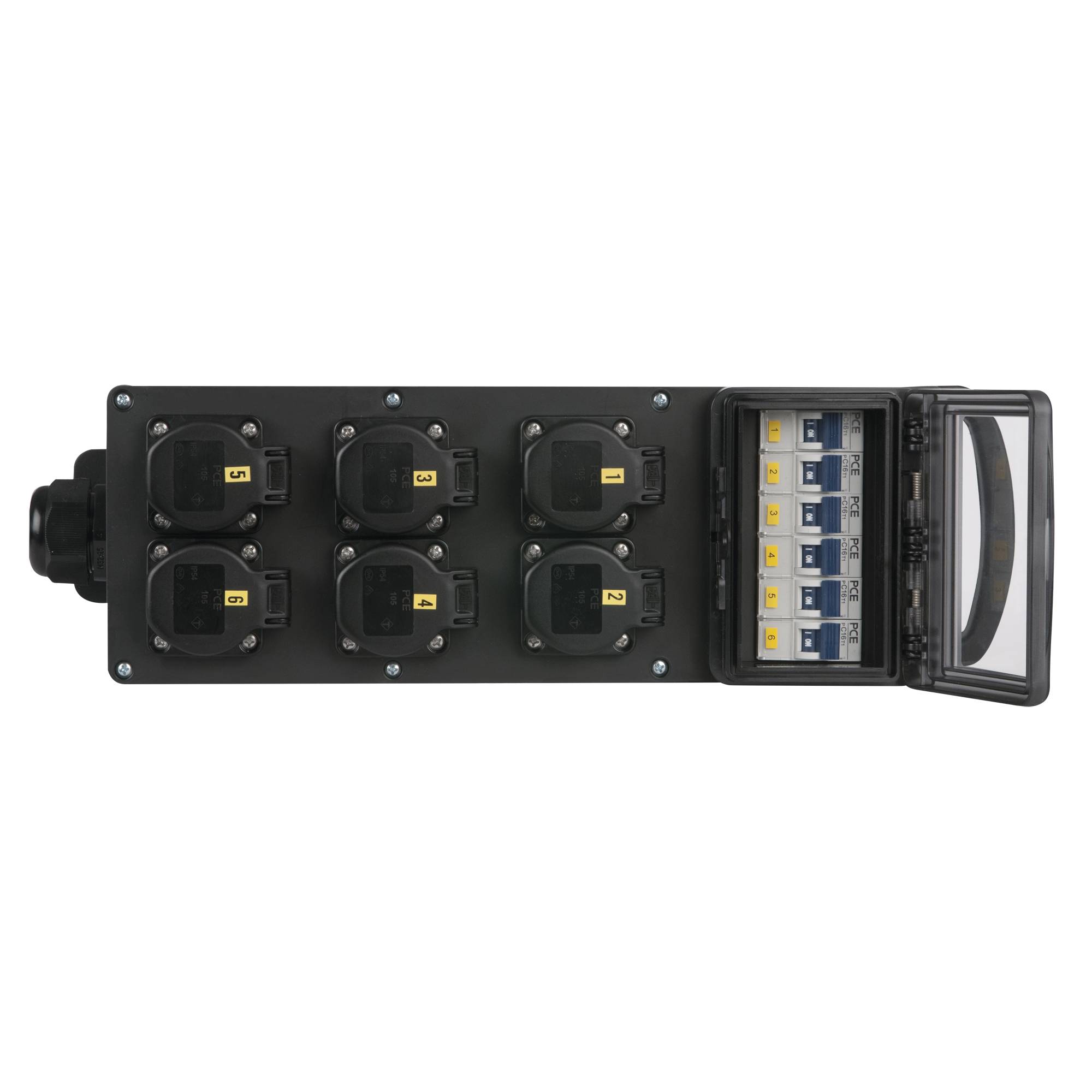 PCE MPD-616 Power Splitter CEE 32 A 6x Schuko-Steckdose, Typ F