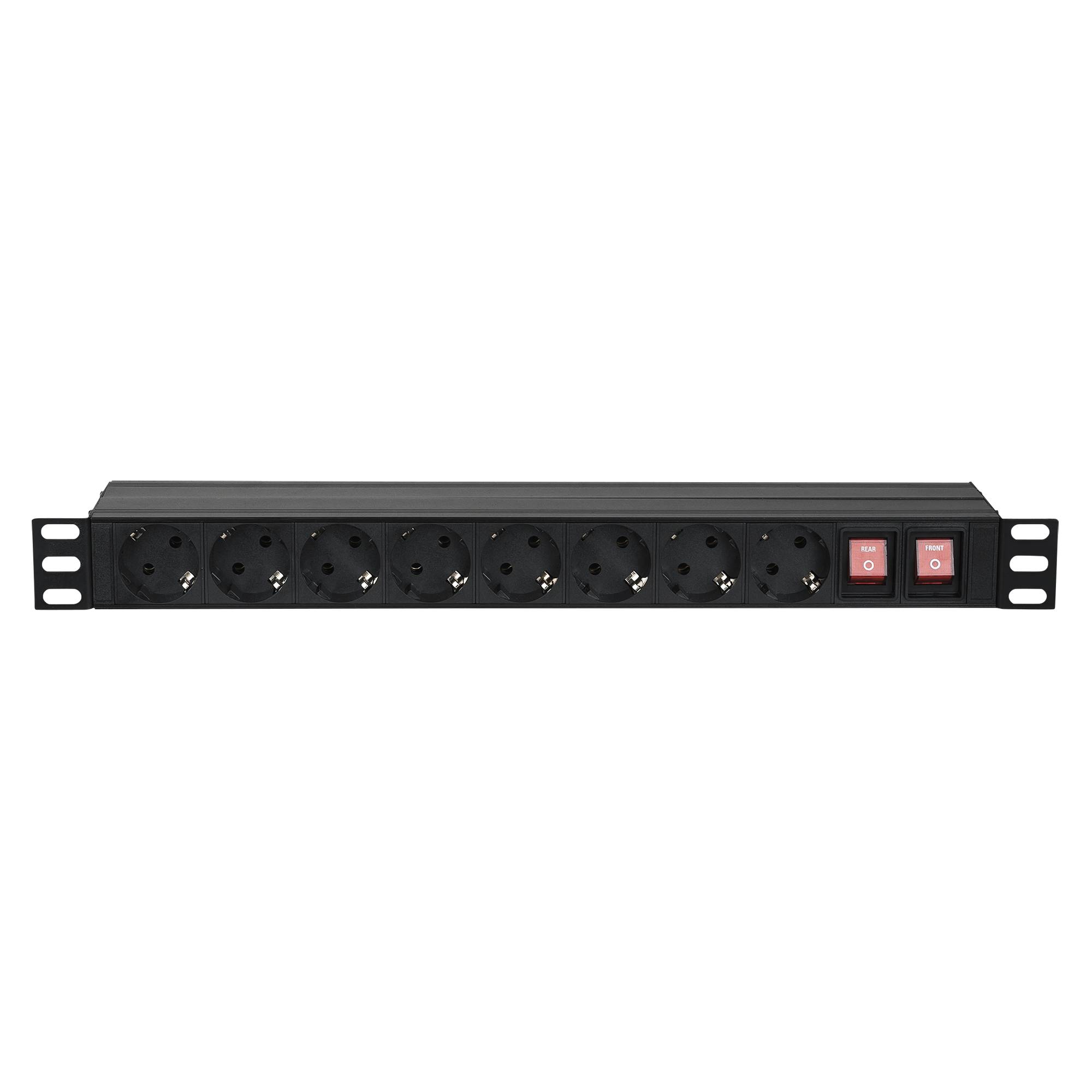 Showgear 19" 1U Main Power Strip 16 Steuerung auf der Vorder- und Rückseite