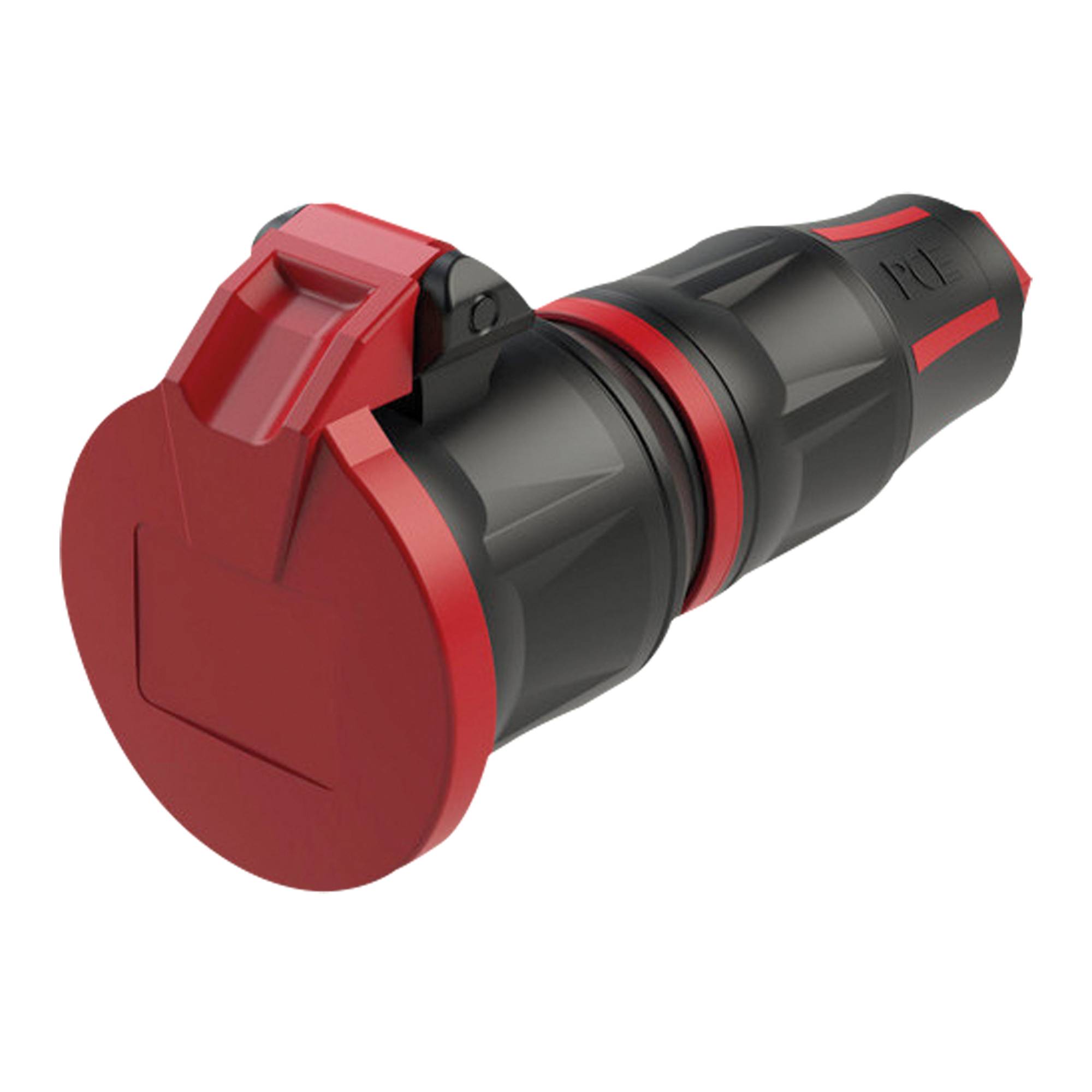 PCE Rubber Schuko Connector Female Rot