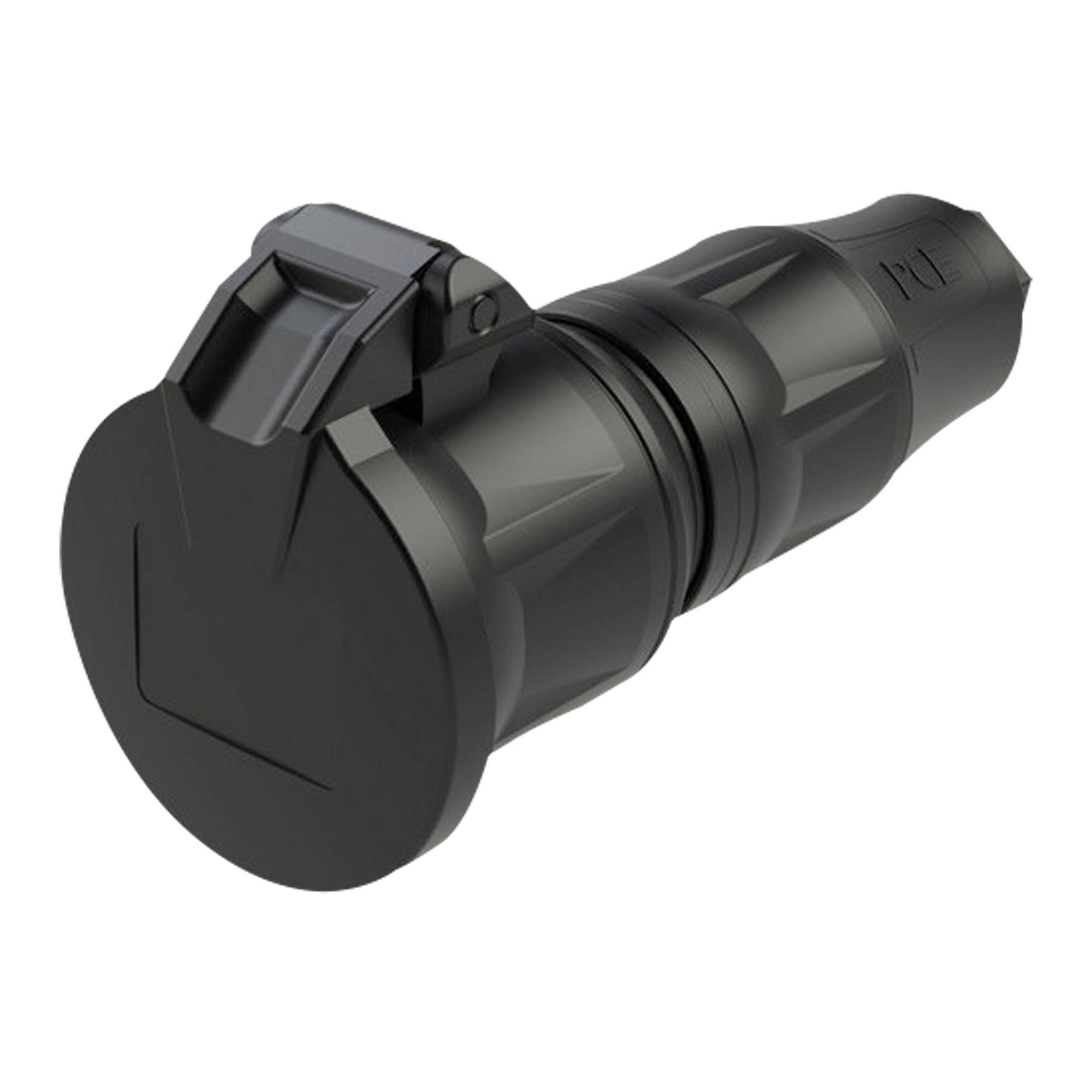 PCE Rubber Schuko Connector Female Schwarz