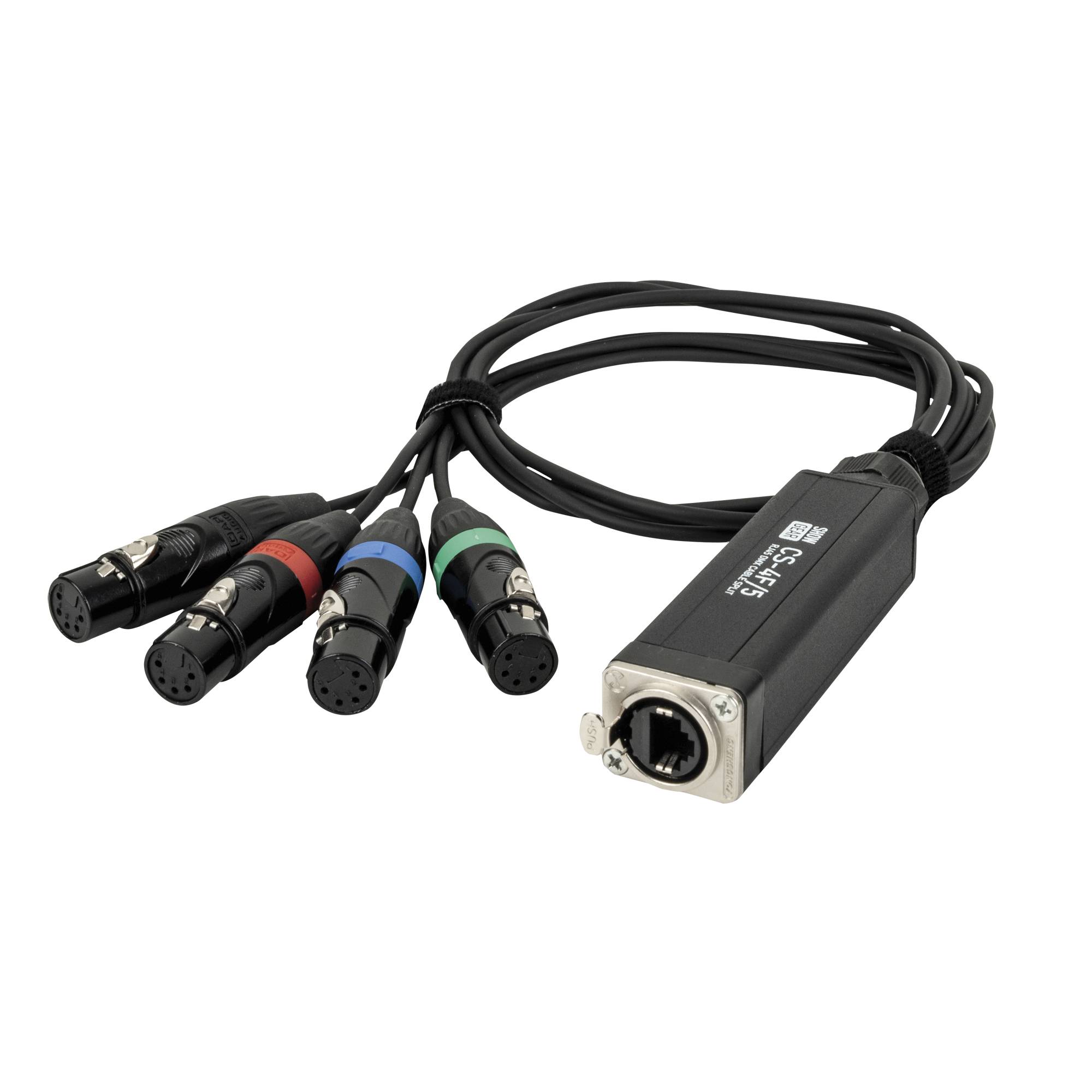 Showgear - 4-channel DMX shuttle snake 4-Kanal 5-Pin DMX(F)> CAT(F)