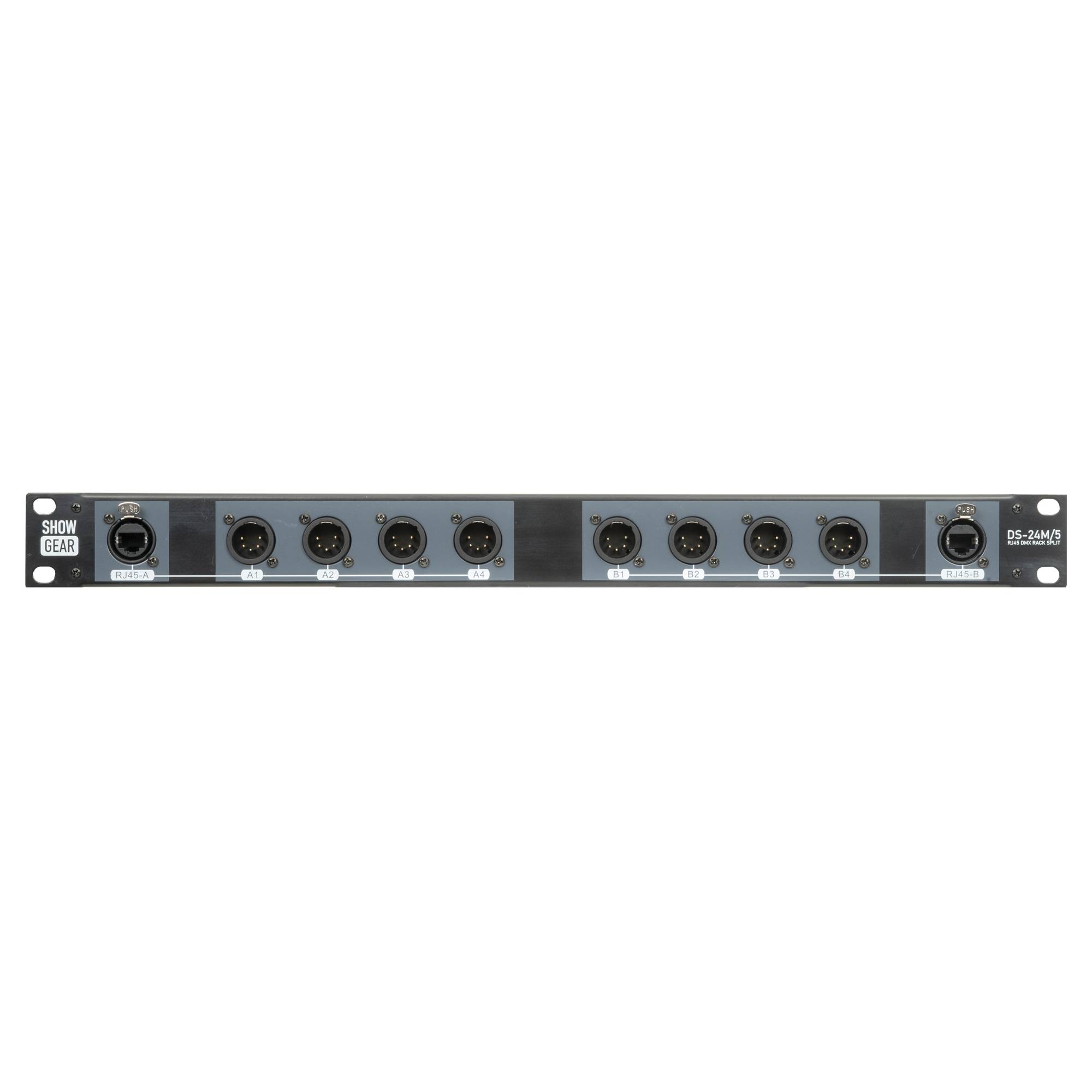 Showgear DS-24M/5 DMX Rack Split 8x 5-pin male XLR auf 2x female RJ45 Konverter (4 Universen pro CAT Kabel)