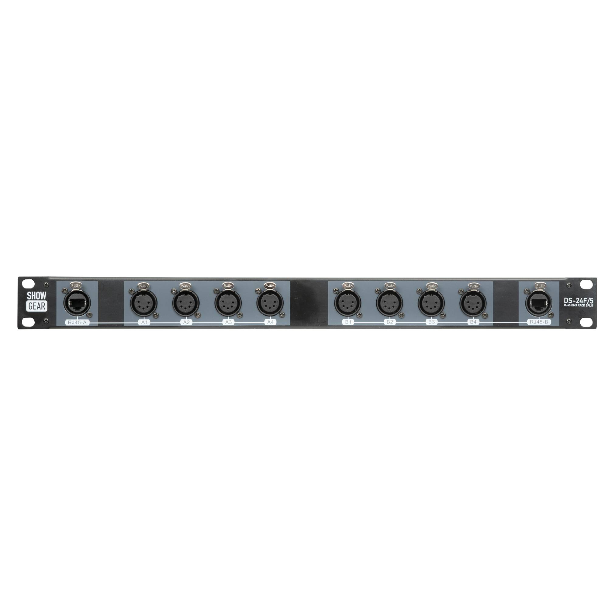 Showgear DS-24F/5 DMX Rack Split 8x 5-polige XLR-Female auf 2x RJ45-Female Konverter (4 Universen pro CAT-Kabel)