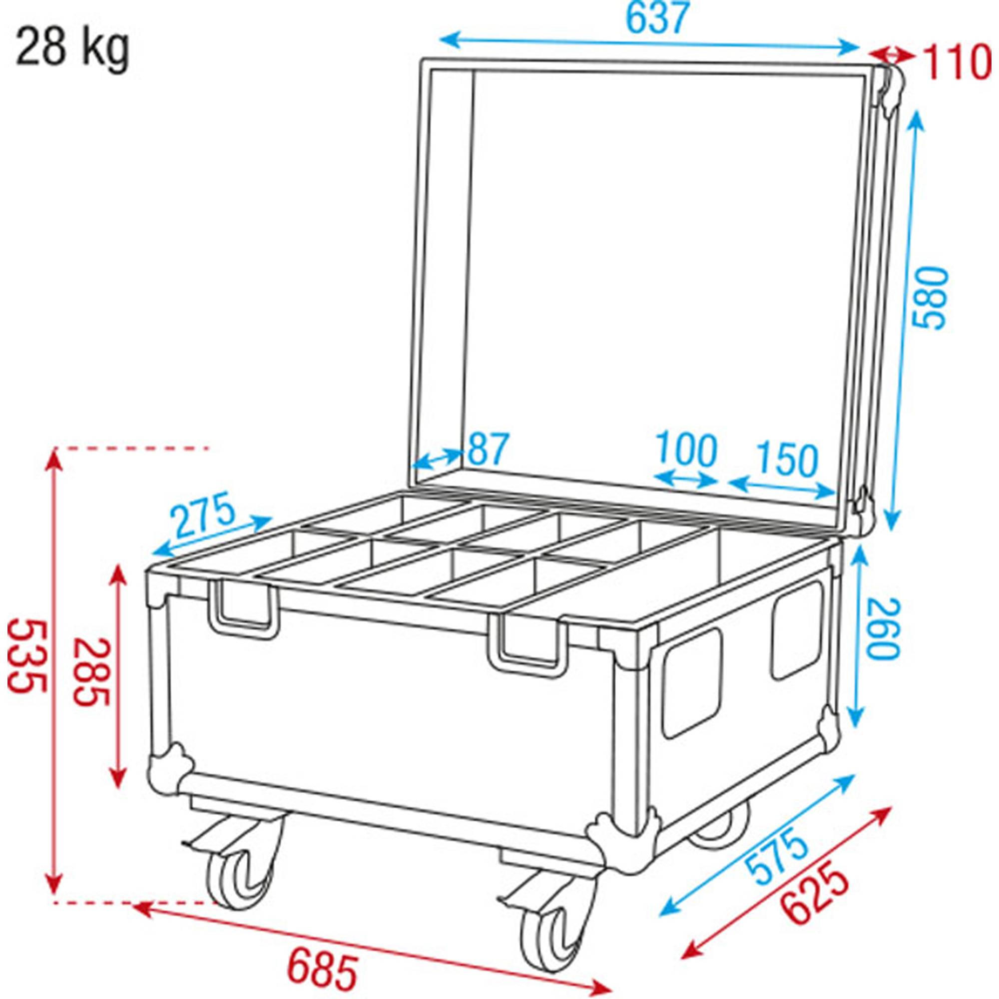 Showtec Case for 8x Compact Par 7/18 Flight Case