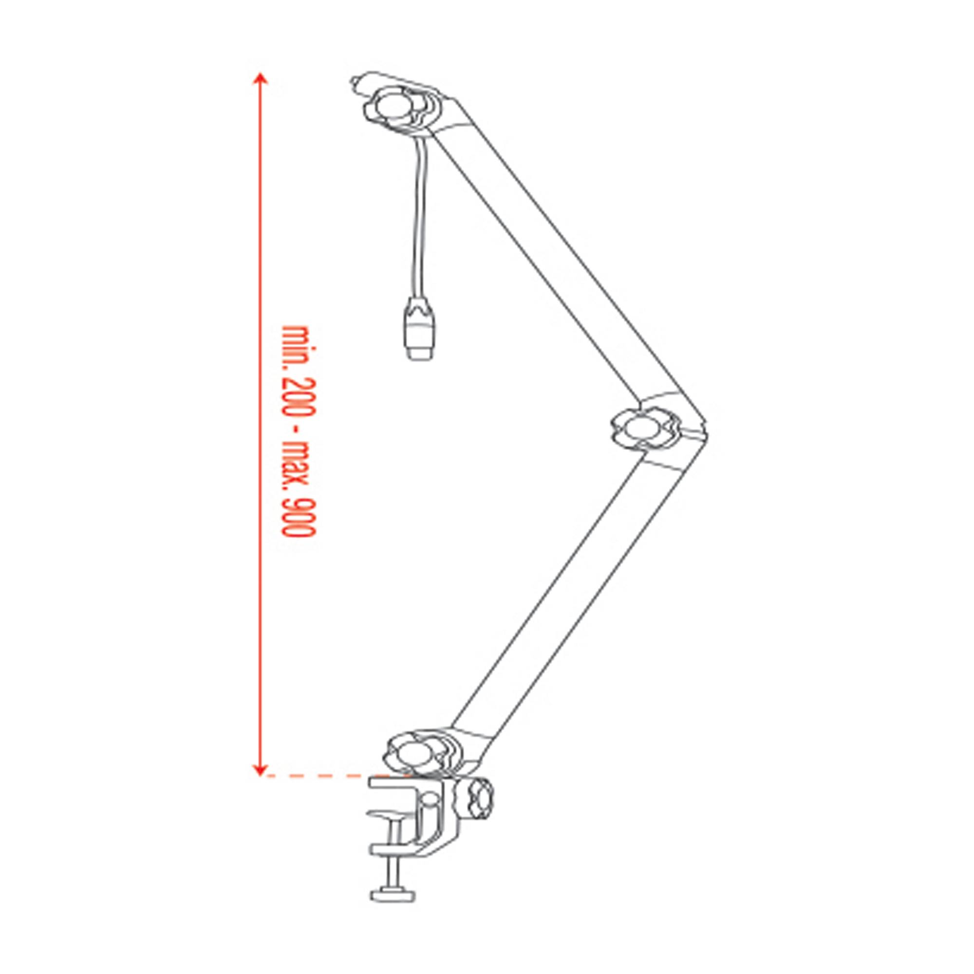 Showgear Broadcast Stand PRO 200-900 mm, mit Anschlüssen von Neutrik