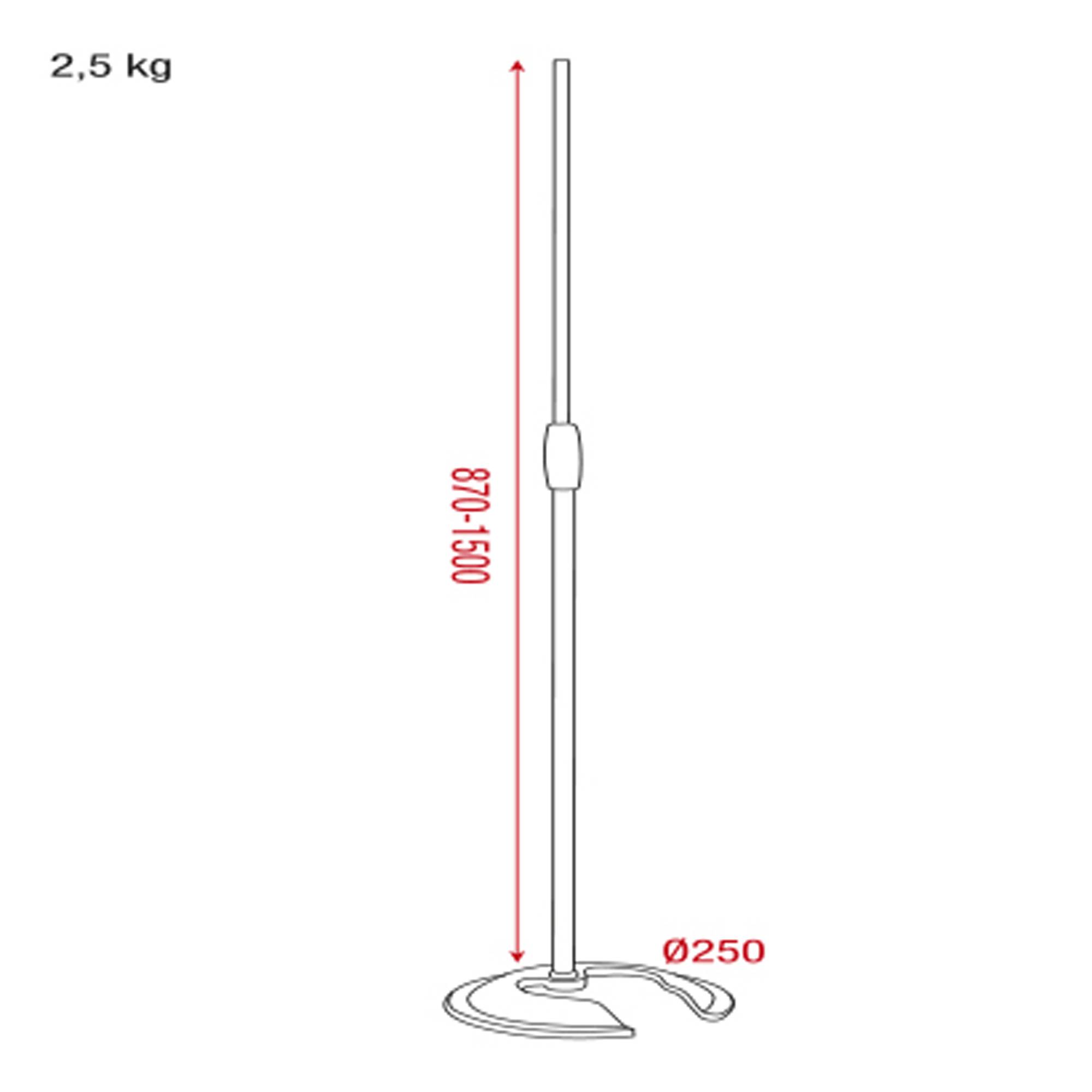 Showgear Microphone Pole 870-1500 mm - mit Gegengewicht