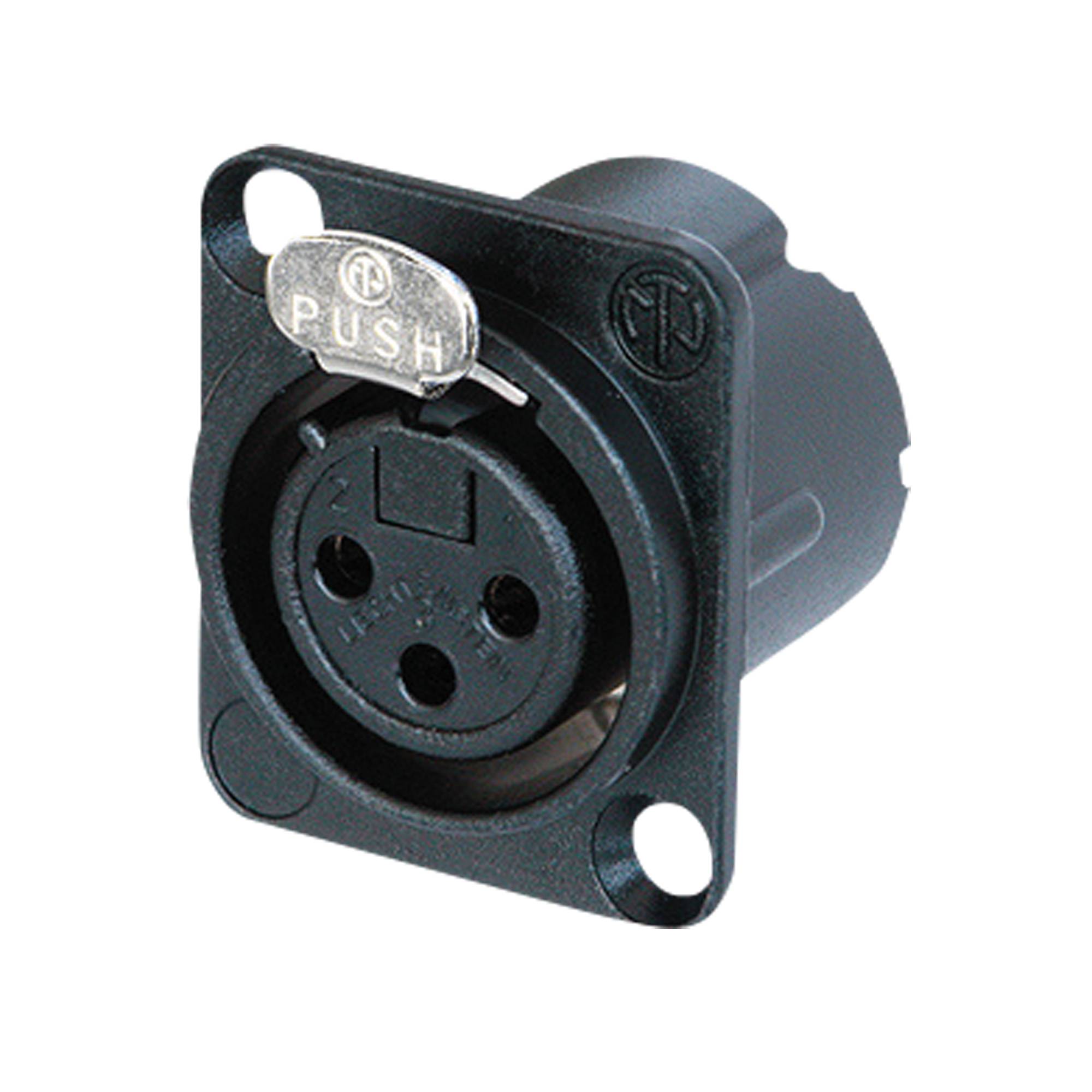 Neutrik XLR 3P Chassis - female Silberkontakte - schwarz - Metallgehäuse