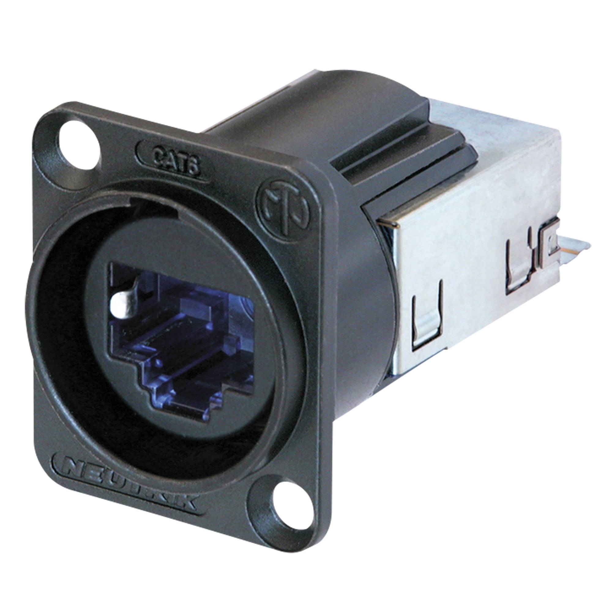 Neutrik etherCON CAT6 D-size D-förmiger CAT6-Einbaustecker mit schwarzem Chromgehäuse