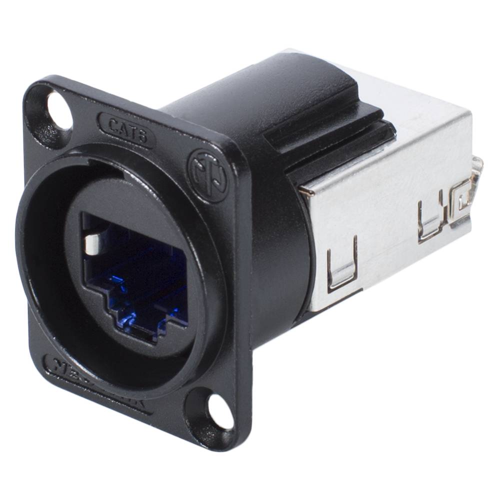 NEUTRIK® RJ45 CAT.6, 8-pol , Metall-, Schneid-Klemmtechnik-Einbaubuchse, vergoldete(r) Kontakt(e), Type D, schwarz