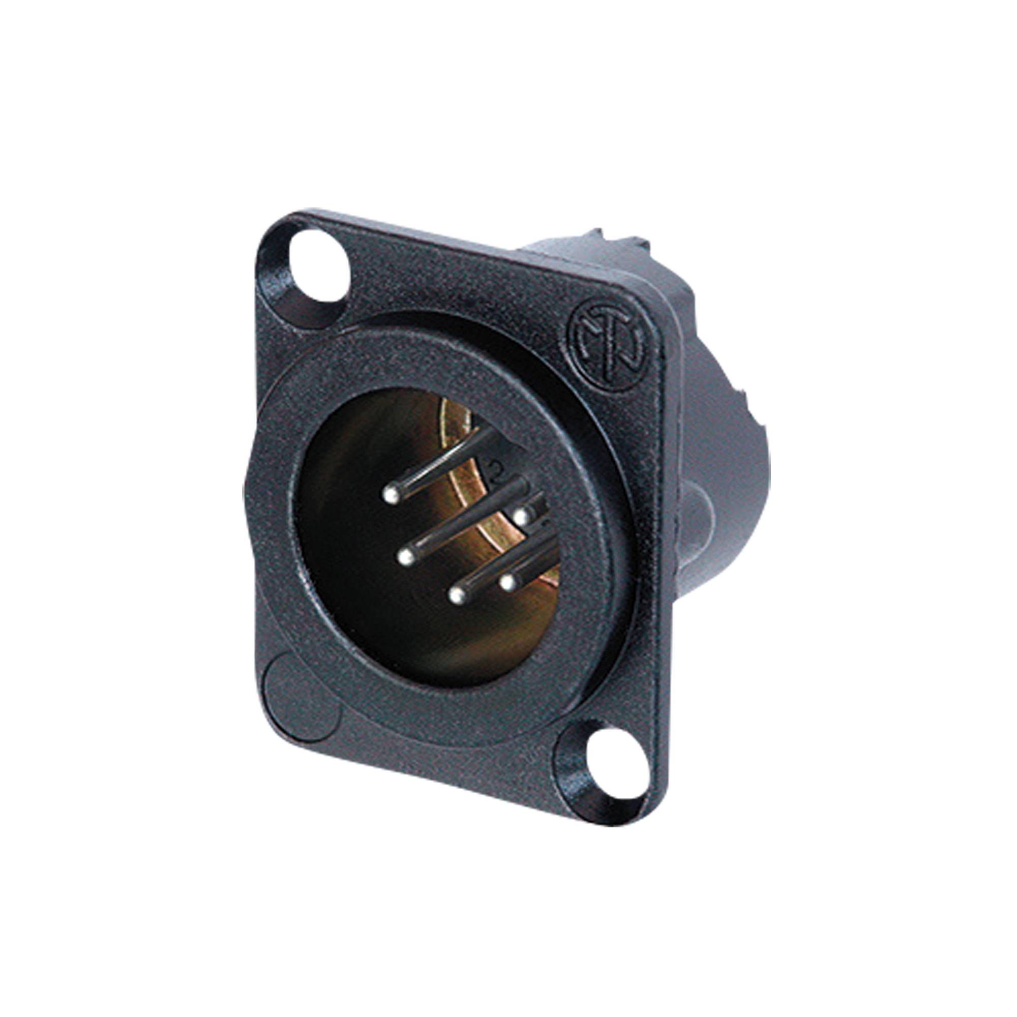 Neutrik XLR 5P Chassis - male Silberkontakte - schwarz - Metallgehäuse