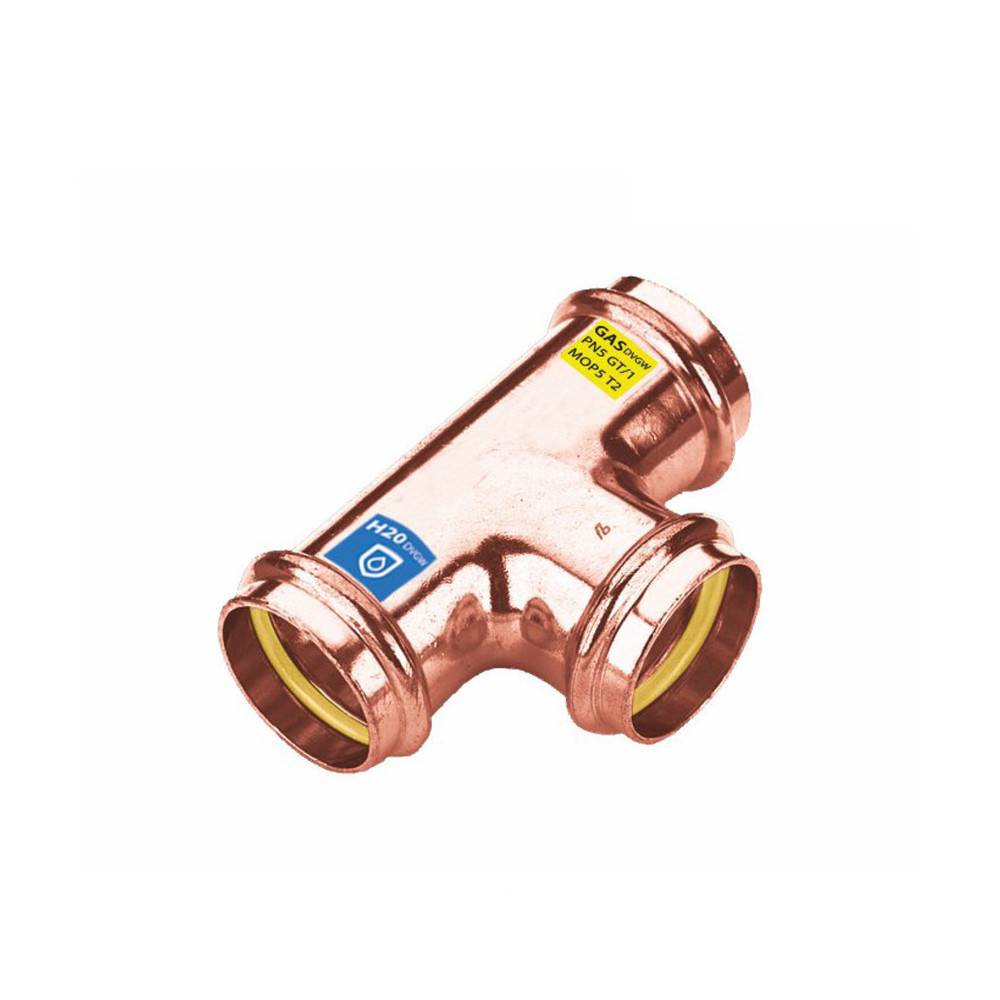 Sanpro Pressfitting Kupfer T-Stück gleiche Abgänge, Größe V 35