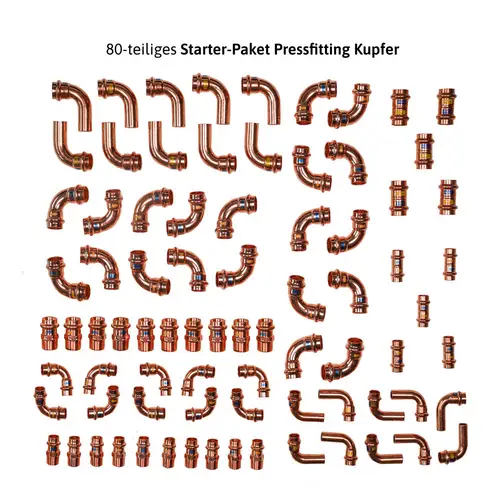 Sanpro 80 tlg. Starter-Paket Pressfitting Kupfer, DVGW zertifiziert Sanpro 80 tlg. Starter-Paket Pressfitting Kupfer, DVGW zertifiziert