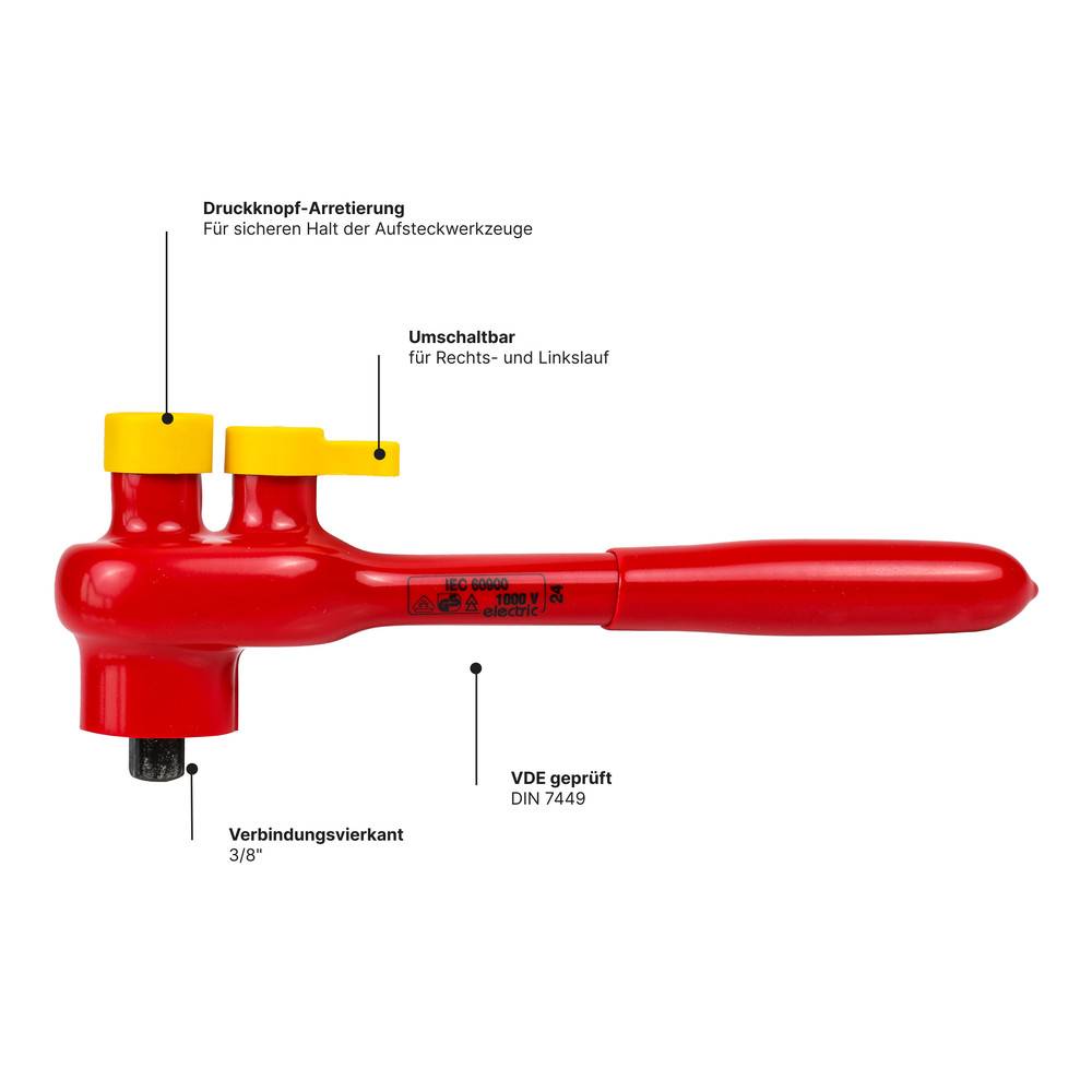 WETEC Umschaltknarre, DIN 7449, VDE, 1/2 "