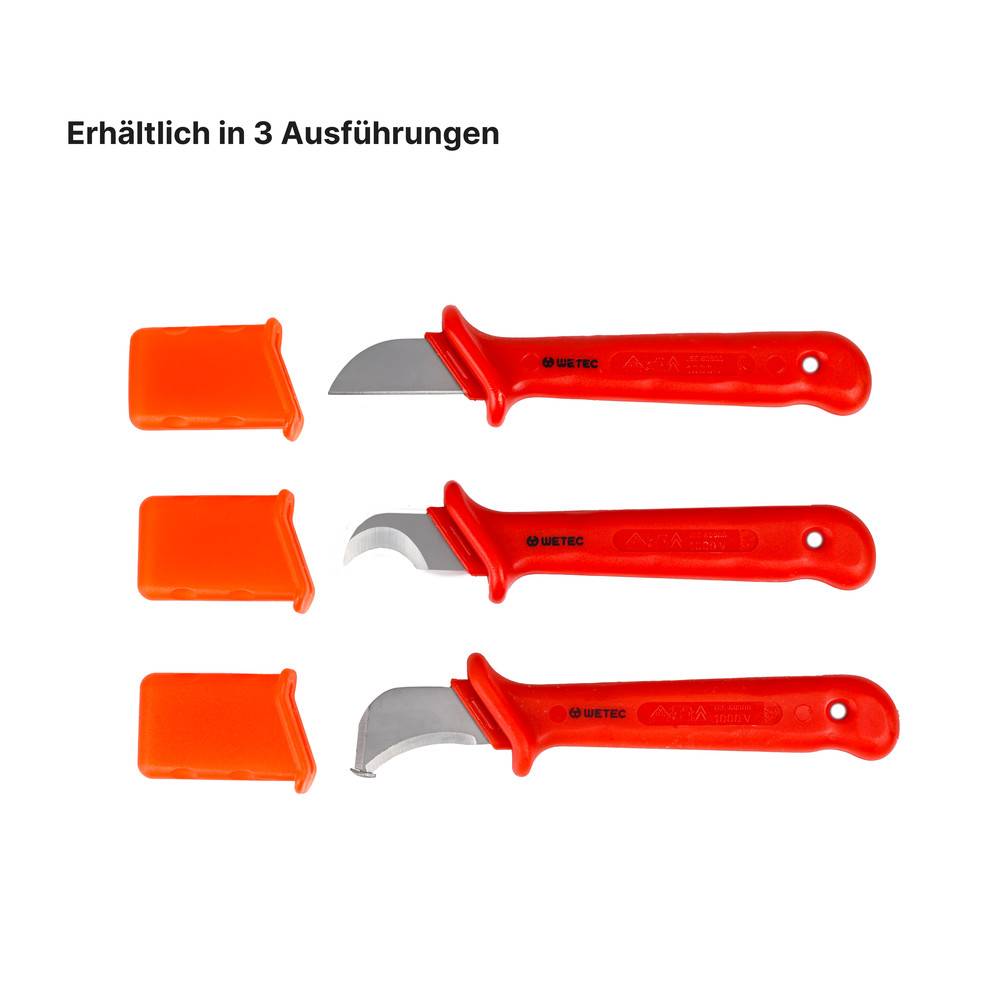 WETEC Kabel-u.Abisoliermesser, halbunde Klinge, mit Kappe, VDE