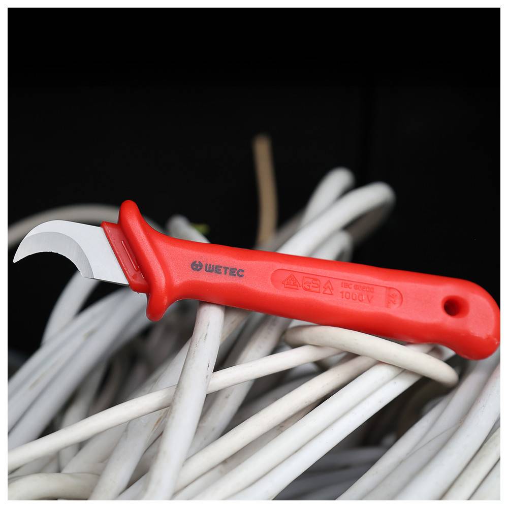 WETEC Kabel-u.Abisoliermesser, halbunde Klinge, mit Kappe, VDE