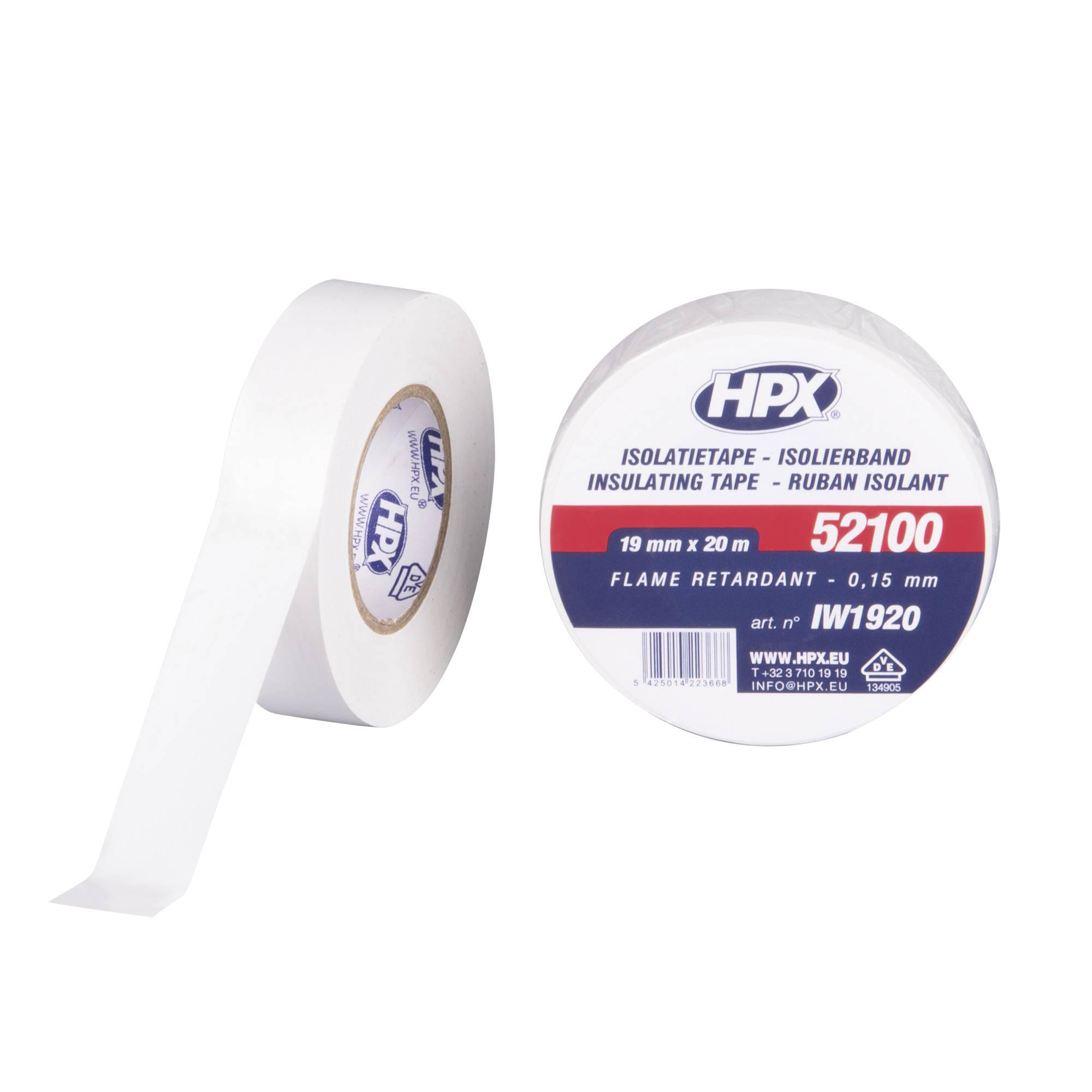HPX PVC Insulation tape 52100 Weiß - 19 mm / 20 m
