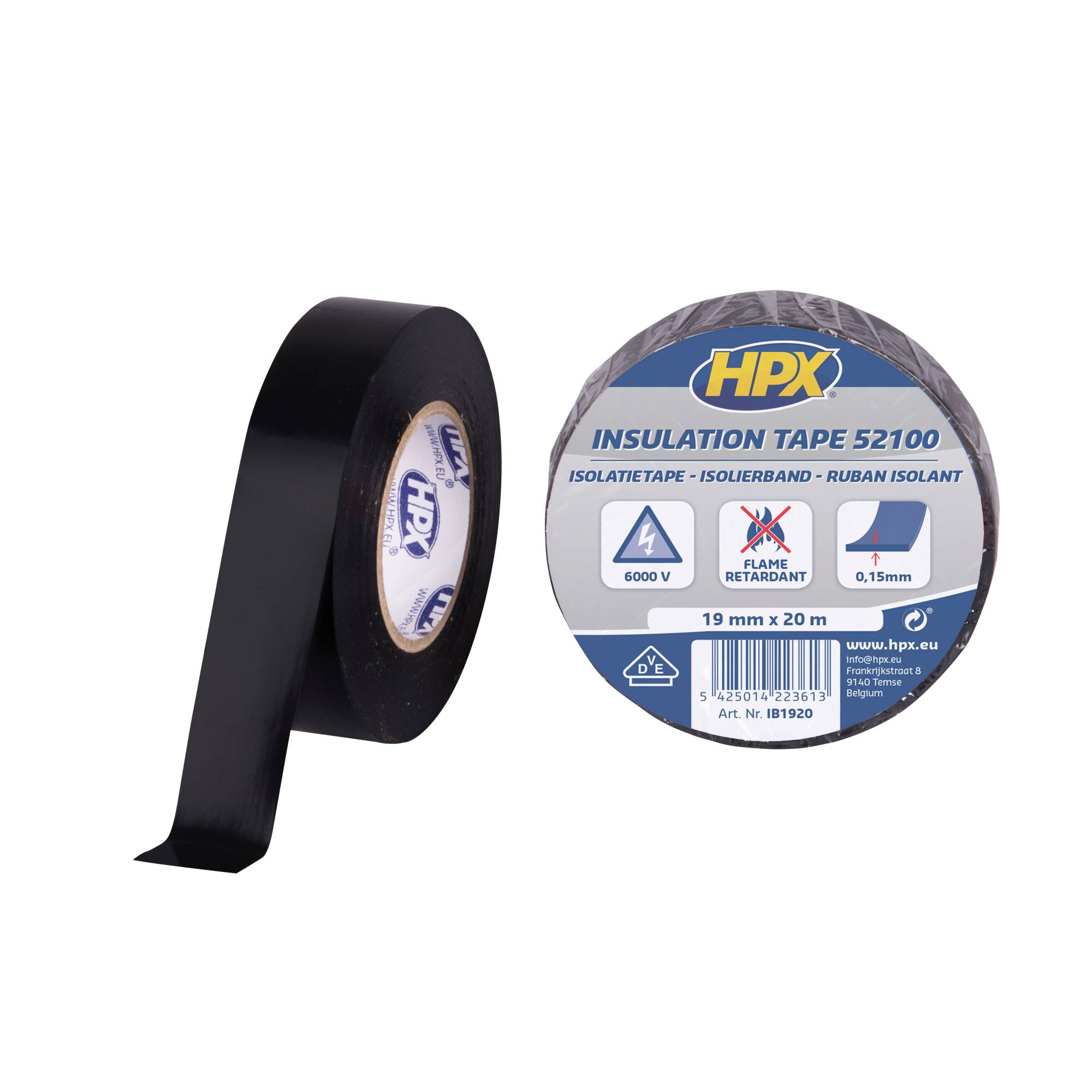 HPX PVC Insulation tape 52100 Schwarz - 19 mm / 10 m