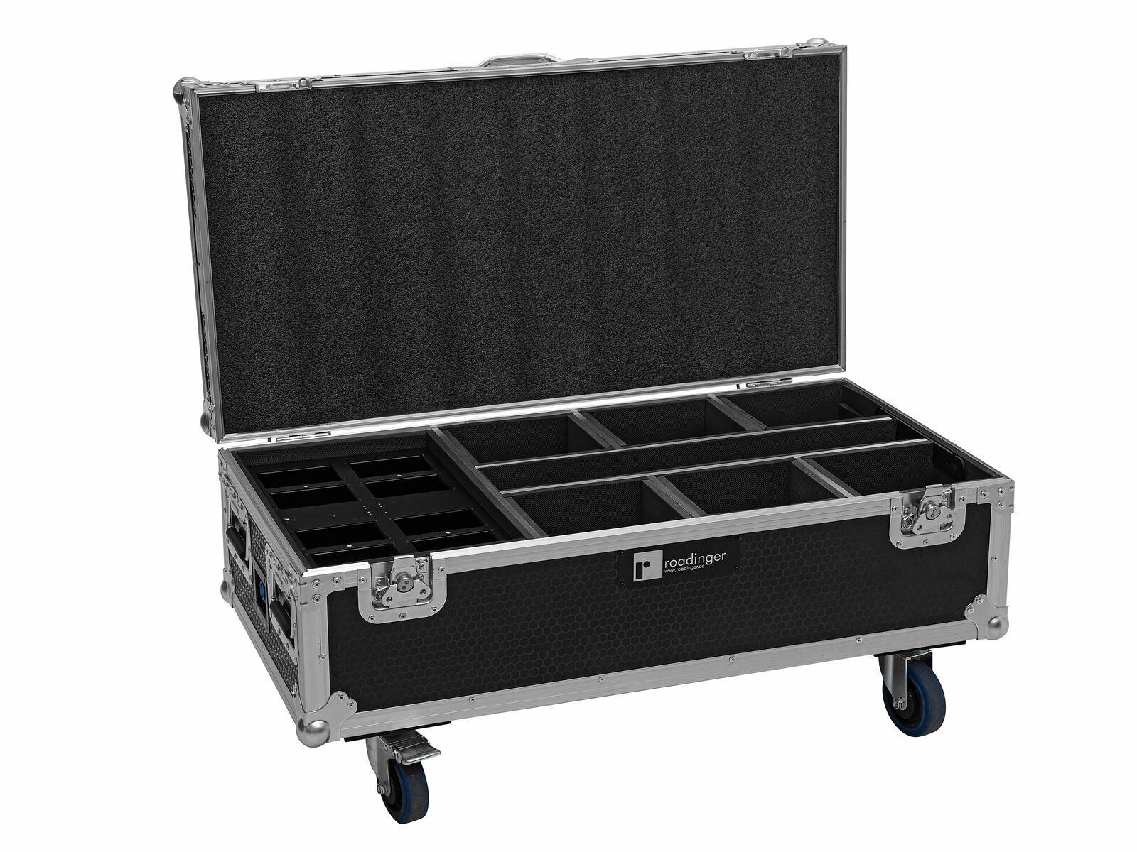 ROADINGER Flightcase 6x AKKU IP UP-4 Plus HCL Spot WDMX mit Ladefunktion