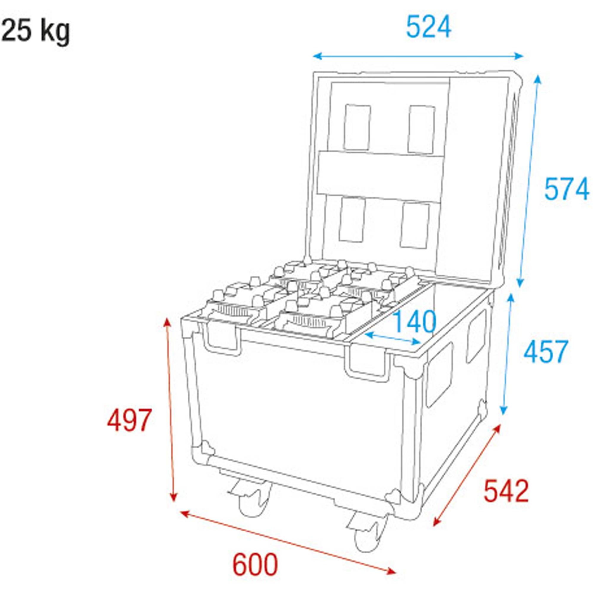 Showtec Case for 4x Shark Wash Zoom Two/Spot Two/Beam Flightcase