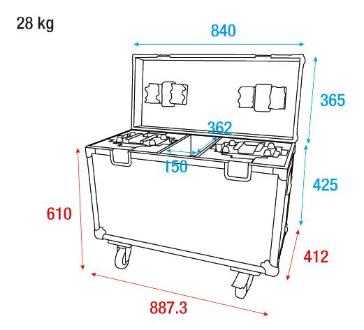 Showtec Case for 2 x Shark - The Meg Mit Fach für Zubehör