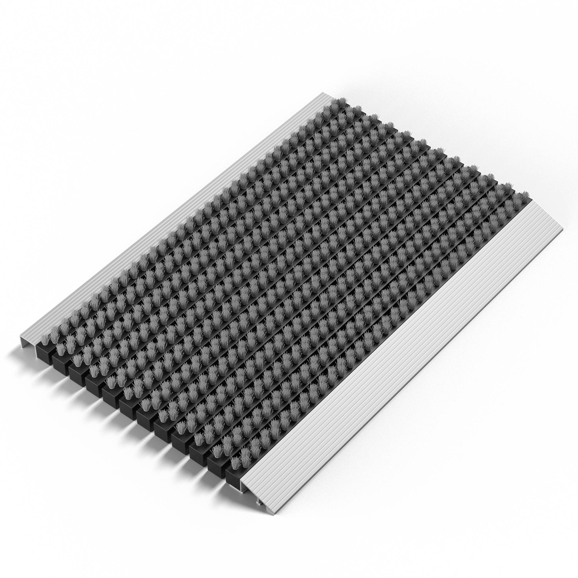 Björn&Schiller Fußmatte Aluminiumrahmen mit Bürsten grau 40x60 cm für Außenbereich Schmutzfangmatte Türmatte Fußabtreter