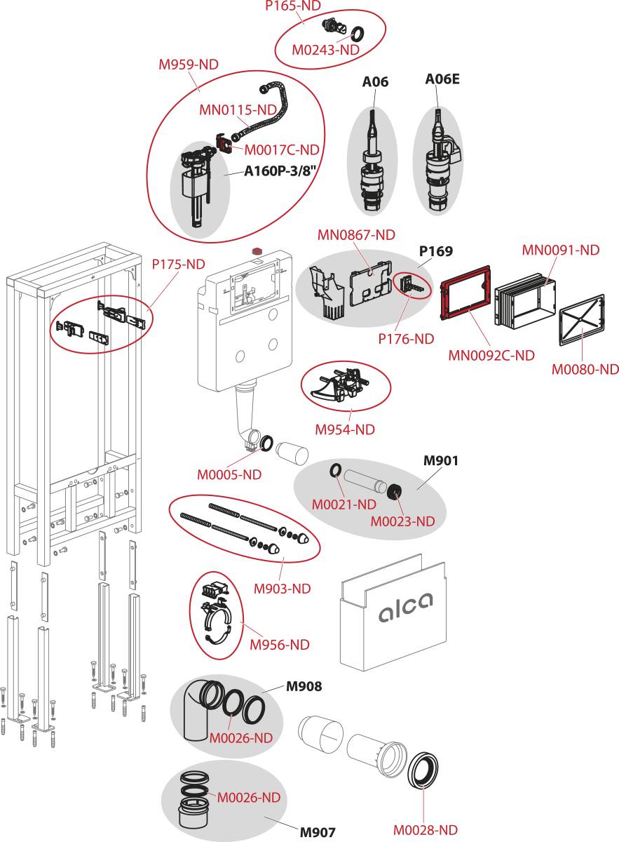 Alcadrain Vorwandinstallationssystem für Trockenbau freistehend AM116/1120