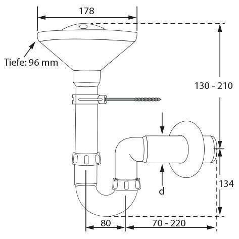 PP-Trichter Kugelverschlußsiphon DN 50, weiss
