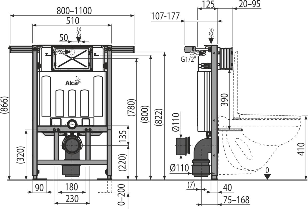 AM102/850 Jádromodul Vorwandinstallationssystem für Trockenbau (vor allem für Toilettensanierungen)