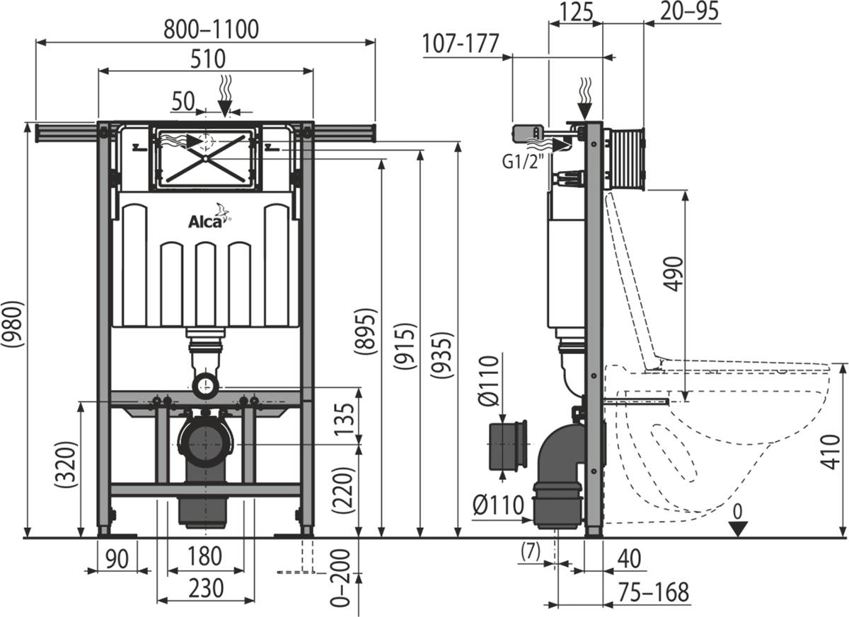 AM102/1000 Jádromodul Vorwandinstallationssystem für Trockenbau (vor allem für Toilettensanierungen)