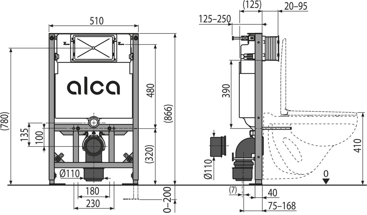 AM101/850W Vorwandinstallationssystem für Trockenbau (aus Gipskarton)