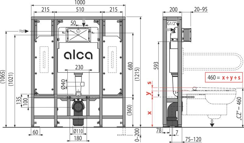 AM116/1300H Solomodul Vorwandinstallationssystem für Trockenbau (freistehend) – für Personen mit eingeschränkter Mobilität