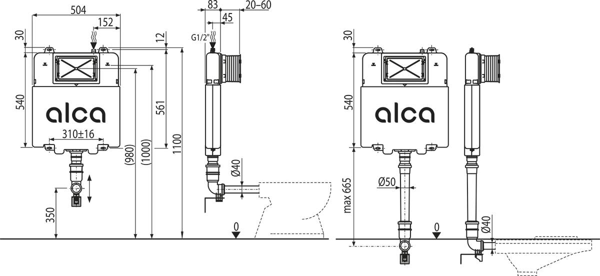 AM1112 Basicmodul Slim WC Spülkasten für Einmauerung